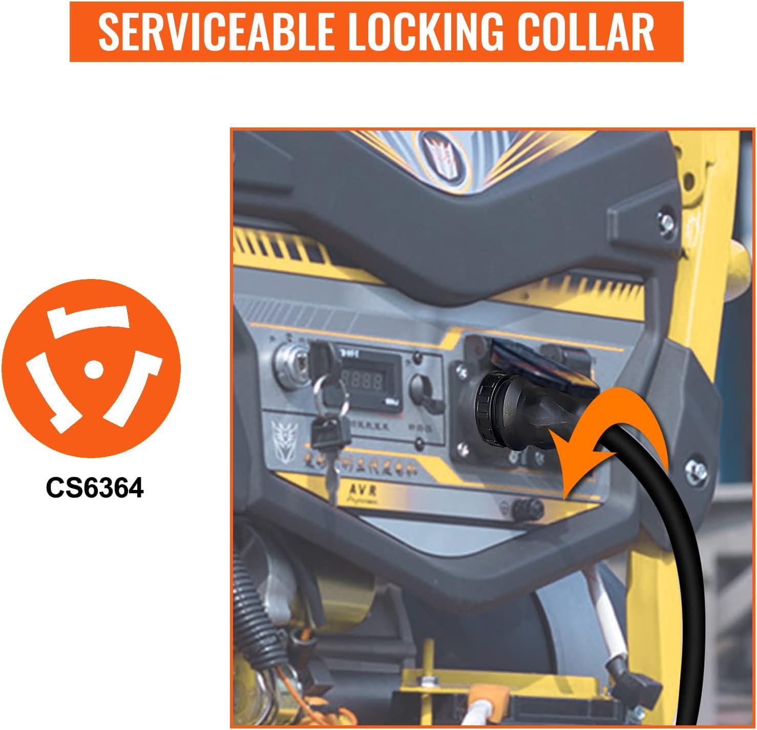 image:imageVEVOR 50FT 50 Amp Generator Extension Cord STW 45446 45505 125V 250V Generator Power Cord N1450P amp SS250R amp CS6364 Twist Lock Connectors20 FT