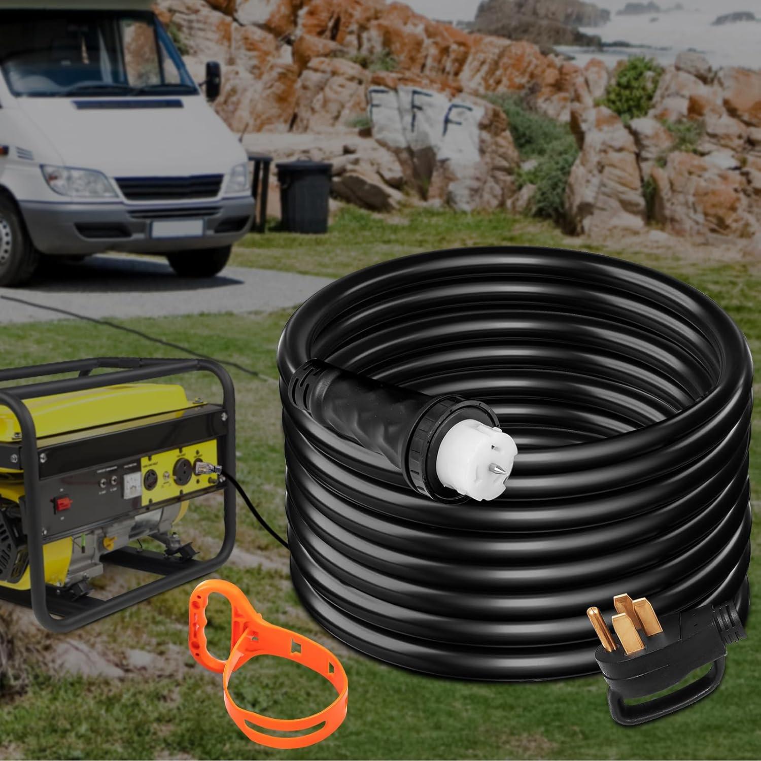 image:imageVEVOR 50FT 50 Amp Generator Extension Cord STW 45446 45505 125V 250V Generator Power Cord N1450P amp SS250R amp CS6364 Twist Lock Connectors30 FT