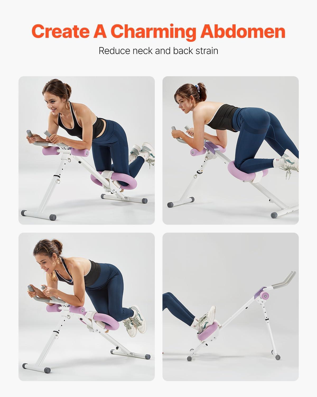 image:imageVEVOR AB Workout Machine Ab Workout Equipment at Home Gym Core amp Abdominal Trainers for Women 440 lbs Weight Capacity Strength Training Ab Cruncher Foldable Adjustable Fitness ExerciserHeight Adjustable