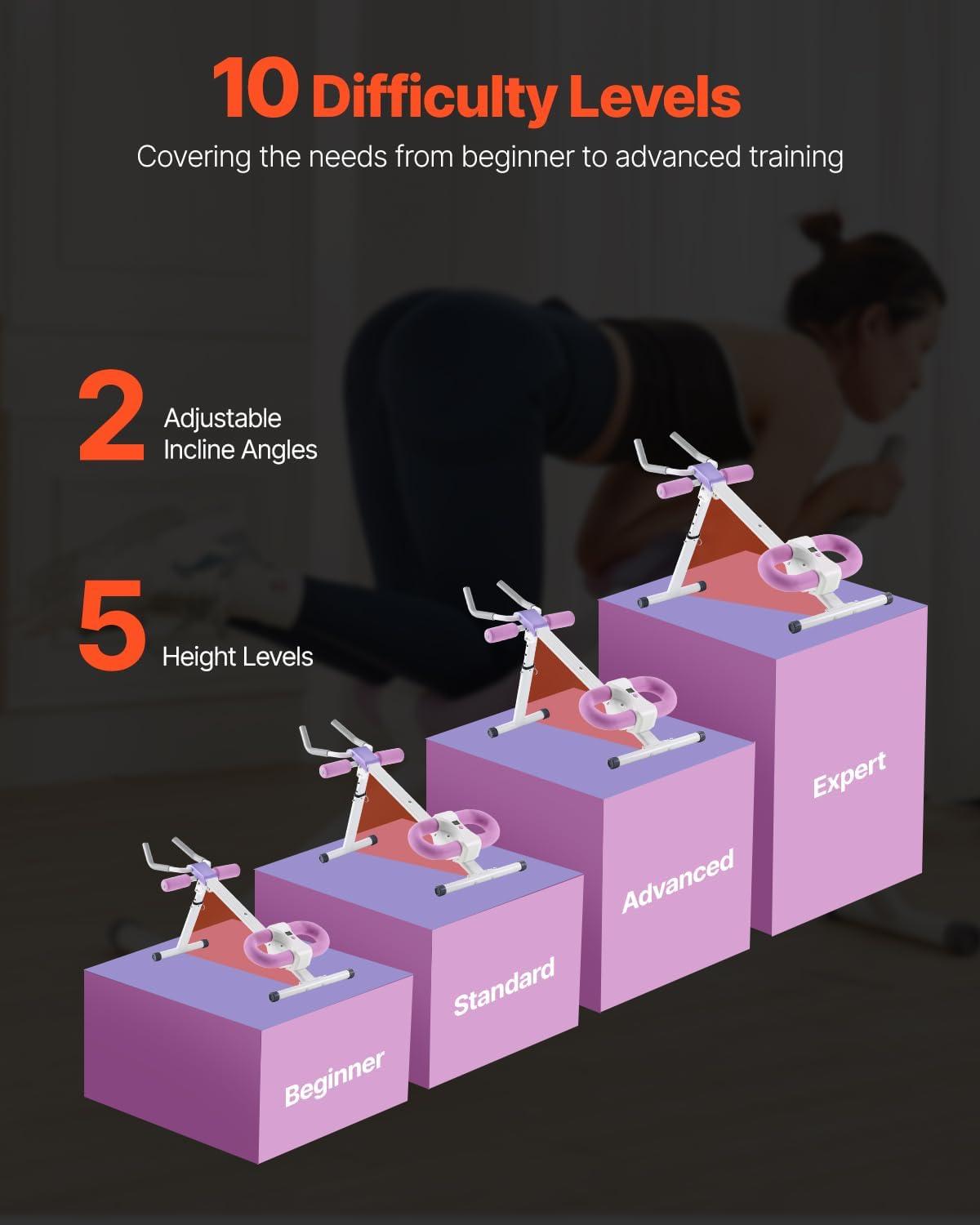 image:imageVEVOR AB Workout Machine Ab Workout Equipment at Home Gym Core amp Abdominal Trainers for Women 440 lbs Weight Capacity Strength Training Ab Cruncher Foldable Adjustable Fitness ExerciserHeight Adjustable