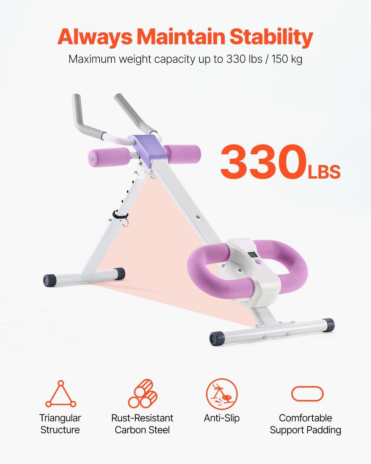 image:imageVEVOR AB Workout Machine Ab Workout Equipment at Home Gym Core amp Abdominal Trainers for Women 440 lbs Weight Capacity Strength Training Ab Cruncher Foldable Adjustable Fitness ExerciserHeight Adjustable