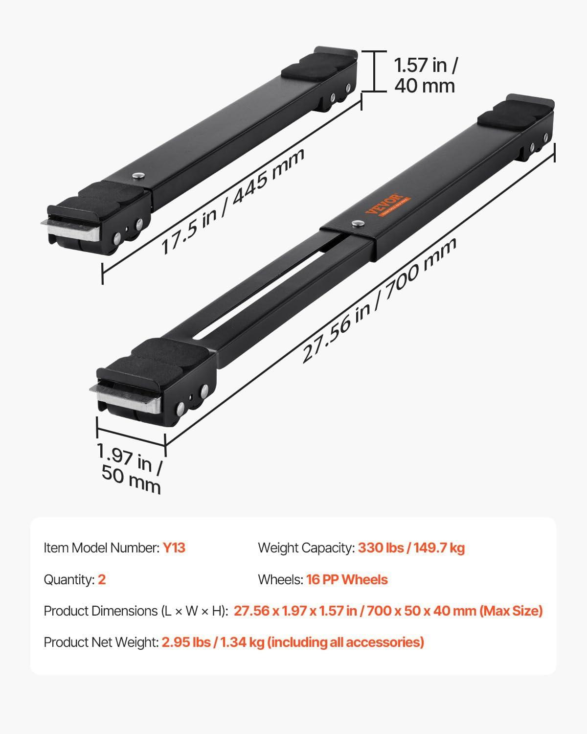 image:imageVEVOR Appliance Rollers Heavy Duty Extendable Appliance Rollers Mobile Washing Machine Base Mini Fridge Stand Moving Cart for Refrigerators Dryers Dishwashers WhiteBlack