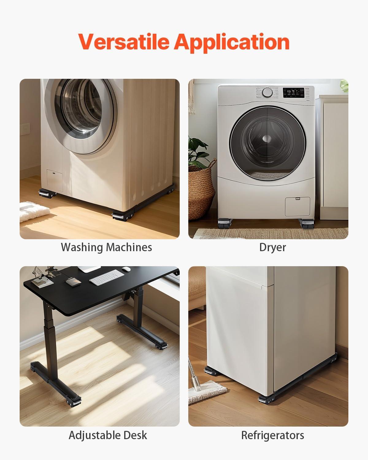 image:imageVEVOR Appliance Rollers Heavy Duty Extendable Appliance Rollers Mobile Washing Machine Base Mini Fridge Stand Moving Cart for Refrigerators Dryers Dishwashers WhiteBlack