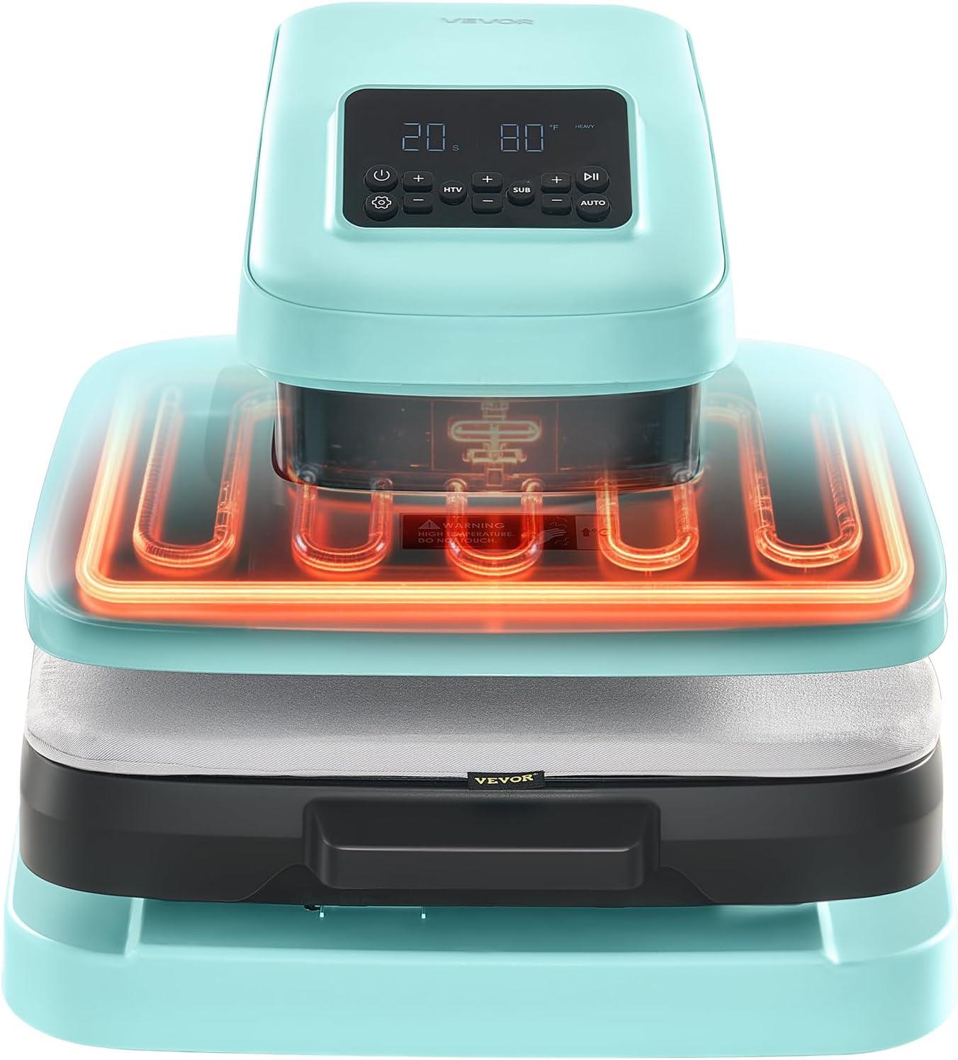 image:imageVEVOR Auto Heat Press Machine 15 x 15 inch TShirt Press Machine with Auto Release and Adjustable Pressure Digital Display Rapid Heating for Sublimation Vinyl Heat Transfer Projects GreenHeat PressGreen