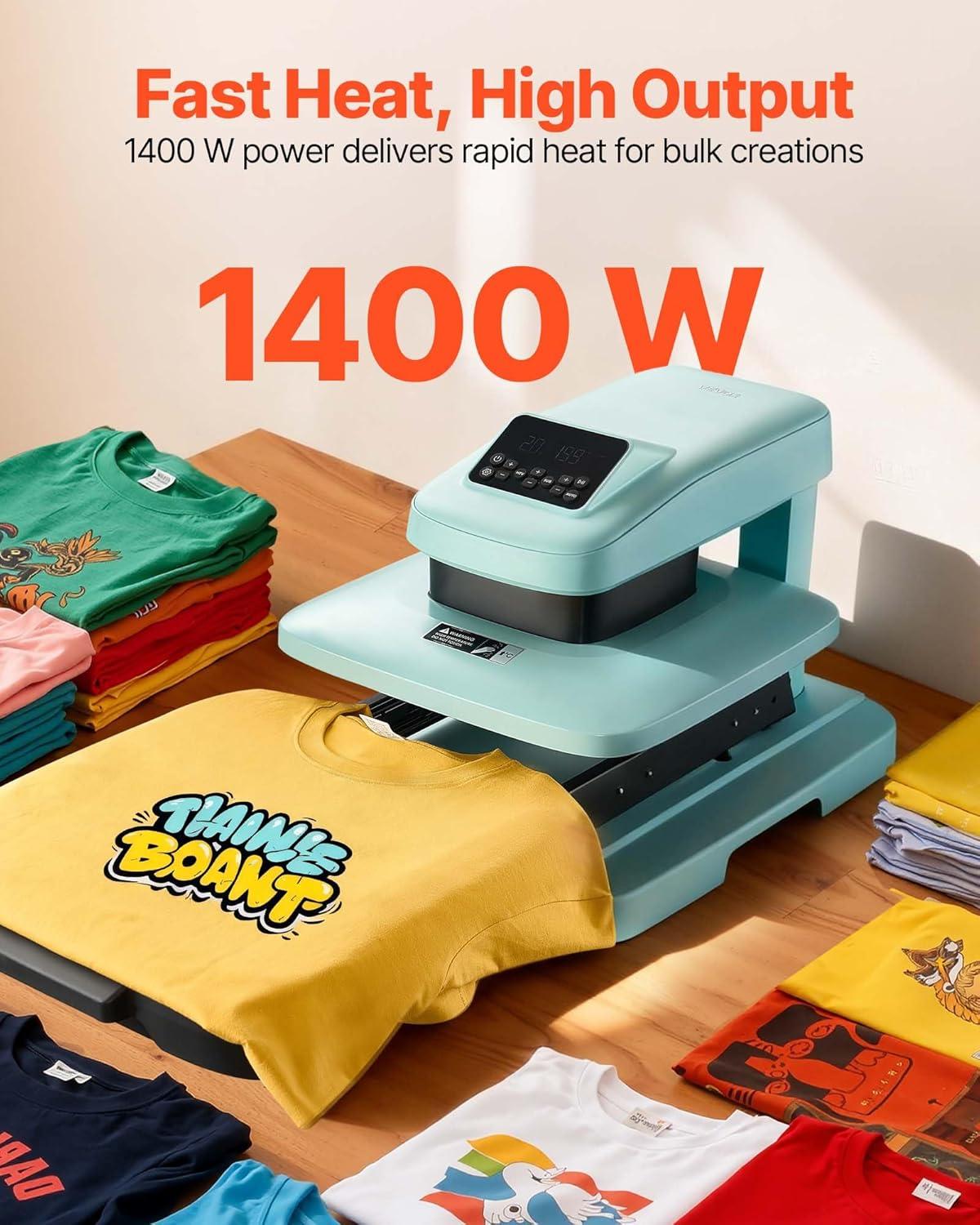 image:imageVEVOR Auto Heat Press Machine 15 x 15 inch TShirt Press Machine with Auto Release and Adjustable Pressure Digital Display Rapid Heating for Sublimation Vinyl Heat Transfer Projects GreenHeat PressGreen