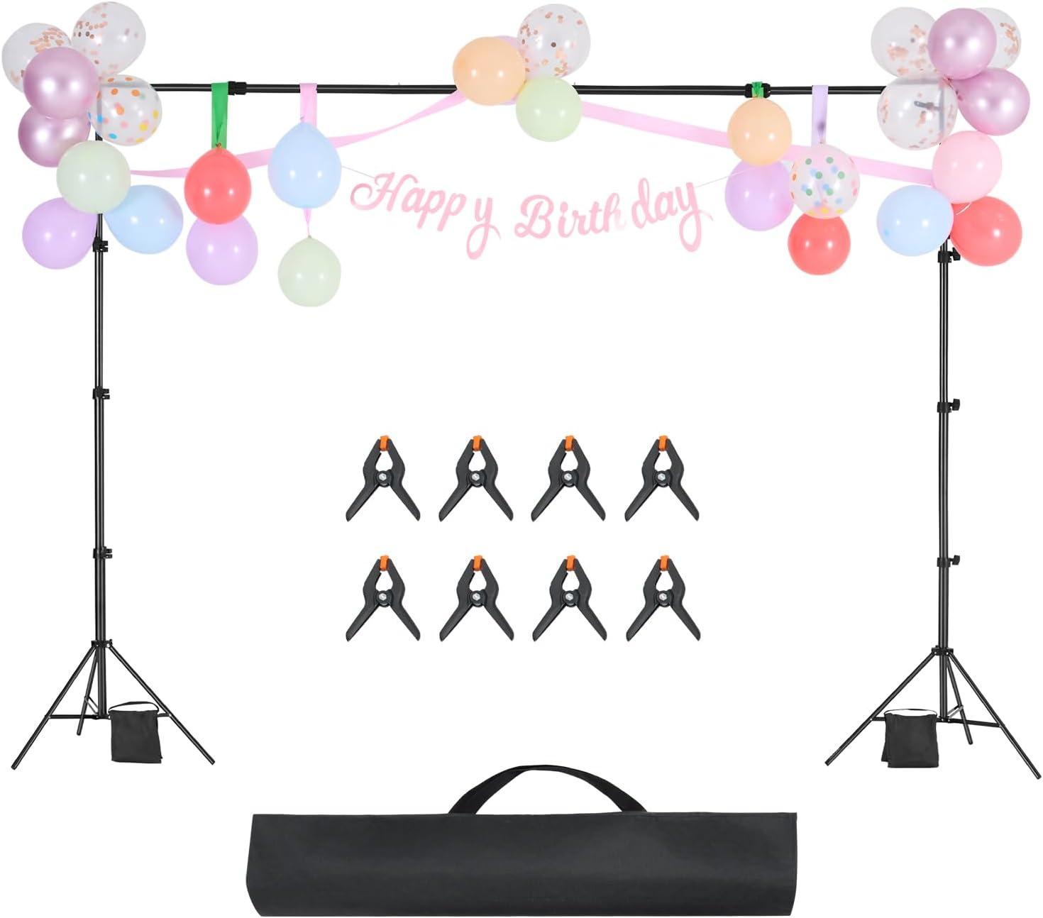 image:imageVEVOR Backdrop Stand 7 x 10 ft Adjustable Photo Backdrop Stand Kit Portable Background Backdrop Stand with 3 Crossbars Heavy Duty Projector Screen Stand for Wedding Photo Video Studio amp Party7 x 10 Ft