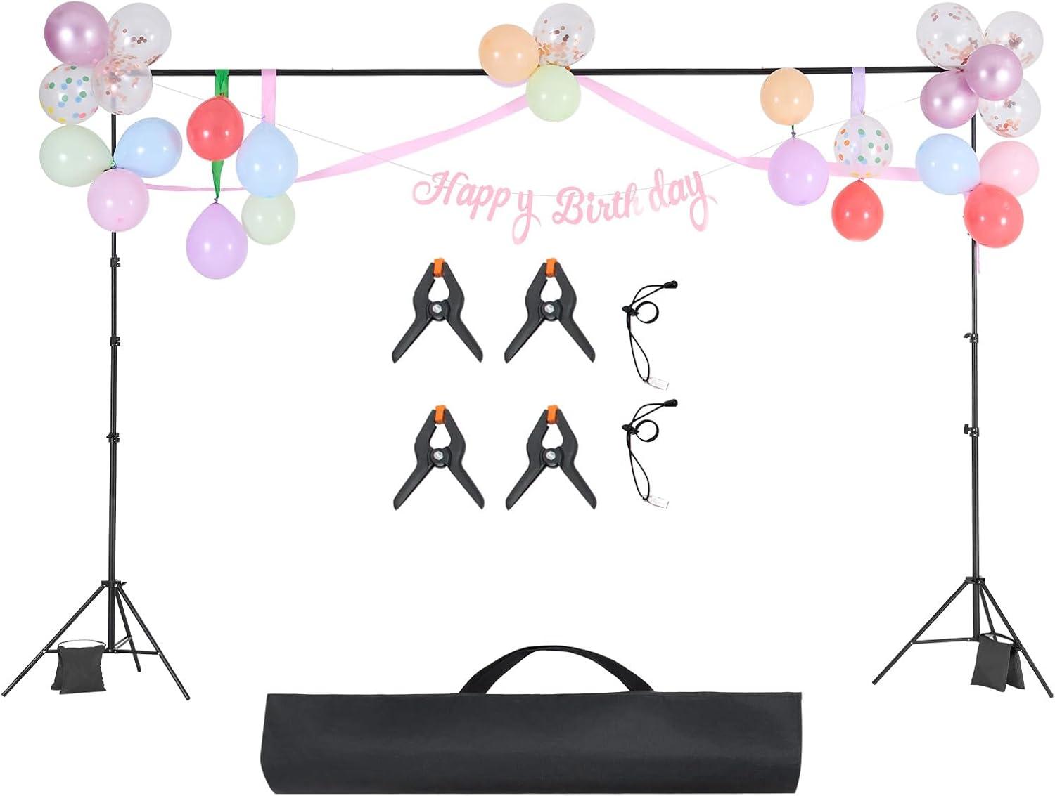 image:imageVEVOR Backdrop Stand 7 x 10 ft Adjustable Photo Backdrop Stand Kit Portable Background Backdrop Stand with 3 Crossbars Heavy Duty Projector Screen Stand for Wedding Photo Video Studio amp Party10 x 10 Ft