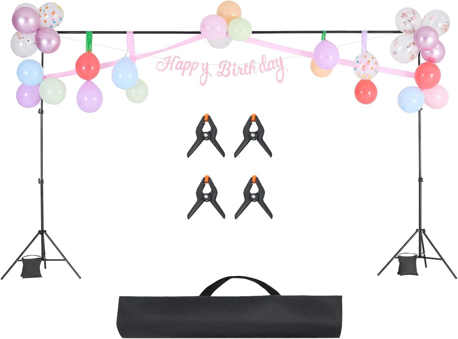 image:imageVEVOR Backdrop Stand 7 x 10 ft Adjustable Photo Backdrop Stand Kit Portable Background Backdrop Stand with 3 Crossbars Heavy Duty Projector Screen Stand for Wedding Photo Video Studio amp Party65 x 10 Ft