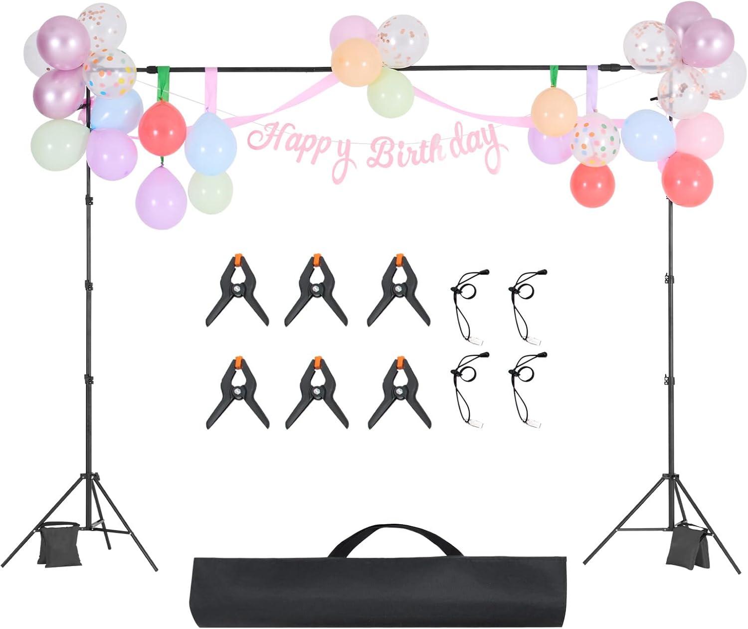 image:imageVEVOR Backdrop Stand 7 x 10 ft Adjustable Photo Backdrop Stand Kit Portable Background Backdrop Stand with 3 Crossbars Heavy Duty Projector Screen Stand for Wedding Photo Video Studio amp Party85 x 10 Ft