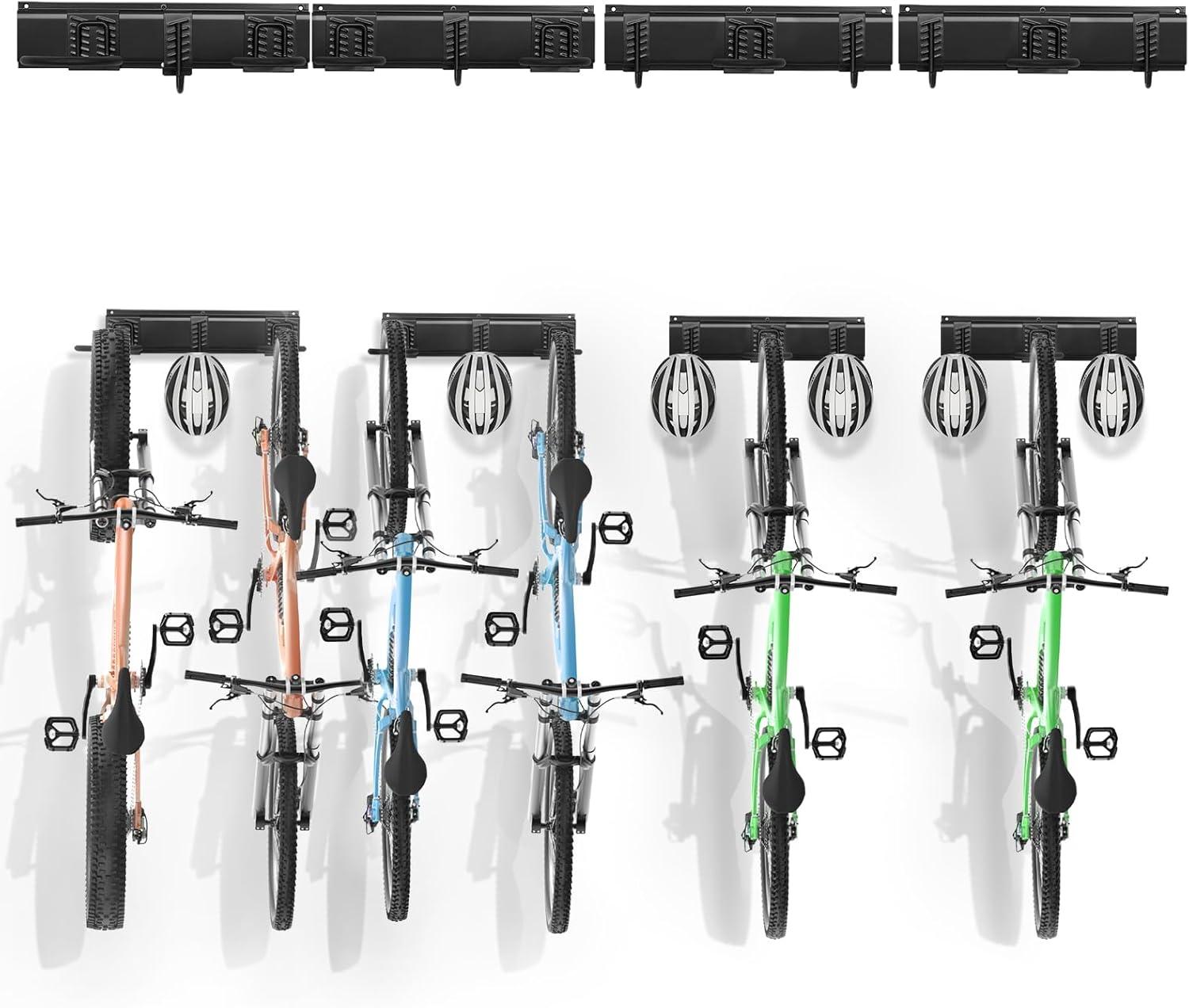 image:imageVEVOR Bike Storage Rack 6 Bike Racks and 3 Helmets Hooks Wall Mount Bike Storage Hanger Home amp Garage Organizer Customizable for Various Bike Sizes Adjustable Holder Holds Up to 300 lbs 48inchBike Storage Rack