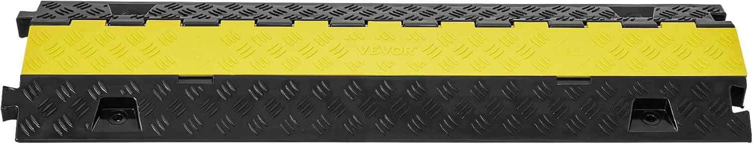 image:imageVEVOR Cable Protector Ramp 2 Channel 22000 lbsaxle Capacity Heavy Duty TPU Wire Cord Cover Ramp Hose Protector Driveway Traffic Speed Bump wTPR FlipOpen Top Cover for Indoor amp Outdoor5 PCs