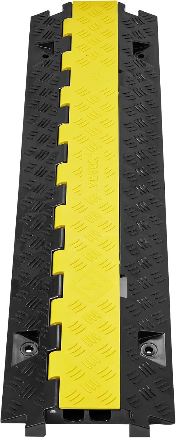image:imageVEVOR Cable Protector Ramp 2 Channel 22000 lbsaxle Capacity Heavy Duty TPU Wire Cord Cover Ramp Hose Protector Driveway Traffic Speed Bump wTPR FlipOpen Top Cover for Indoor amp Outdoor5 PCs