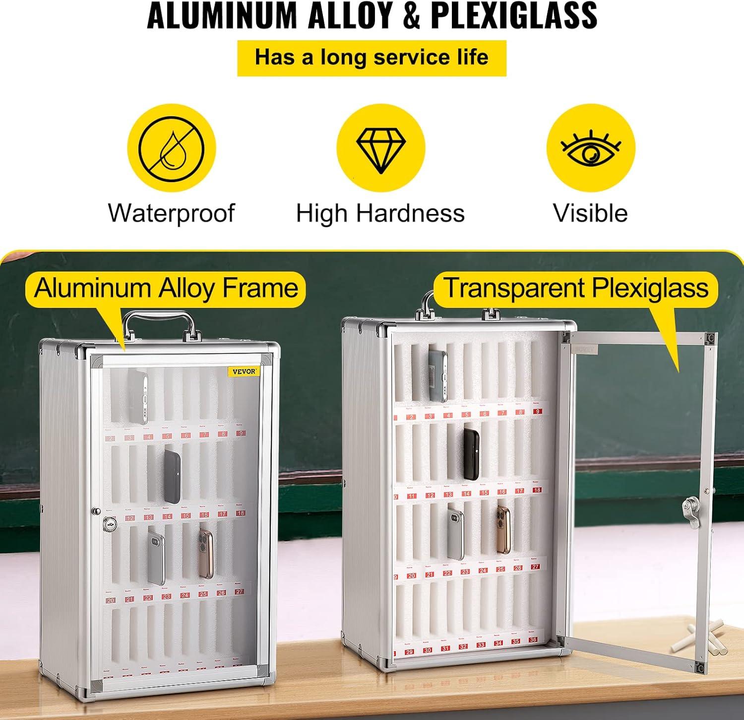 image:imageVEVOR Cell Phone Storage Locker 20 Slots Acrylic Material with Door Locks and Keys WallMounted Cabinet Pocket Office Classroom Gym Box Clear36 Slots