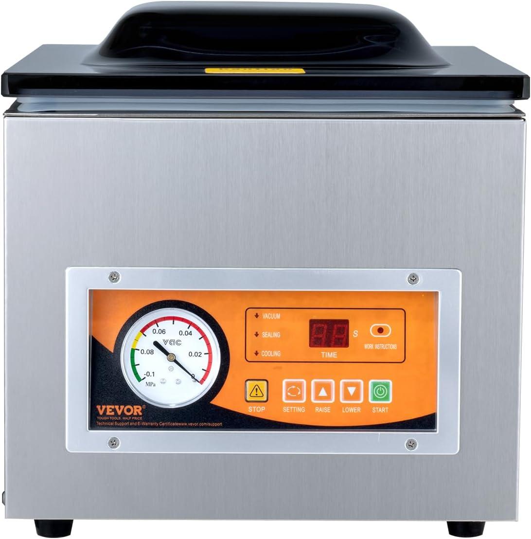 image:imageVEVOR Chamber Vacuum Sealer 260W Sealing Power Vacuum Packing Machine for Wet Foods Meats Marinades and More Compact Size with 102 in Sealing Length Applied in Home Kitchensilver