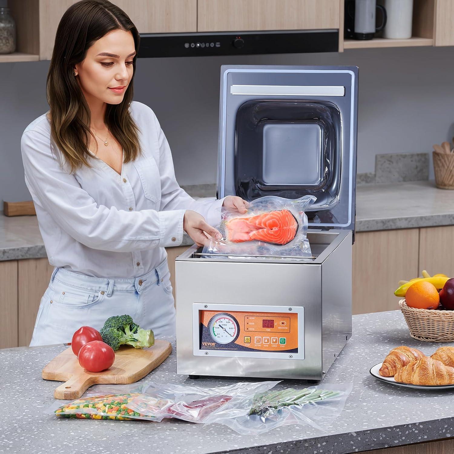 image:imageVEVOR Chamber Vacuum Sealer 260W Sealing Power Vacuum Packing Machine for Wet Foods Meats Marinades and More Compact Size with 102 in Sealing Length Applied in Home Kitchensilver