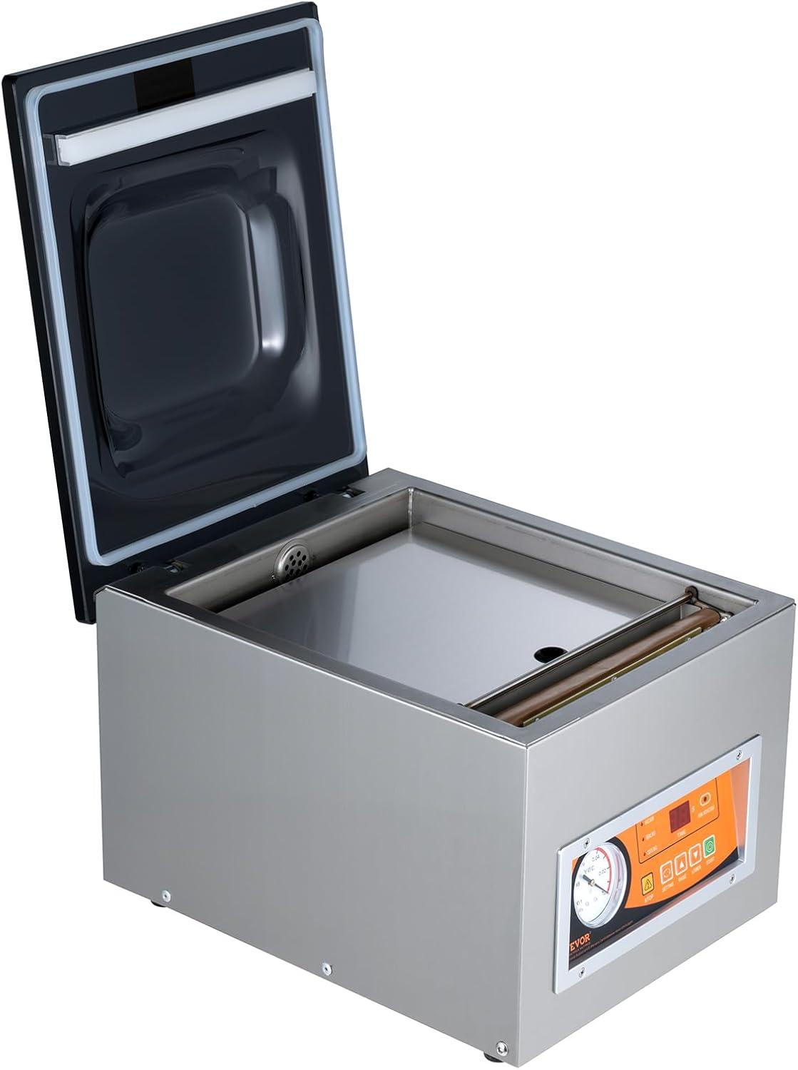 image:imageVEVOR Chamber Vacuum Sealer 260W Sealing Power Vacuum Packing Machine for Wet Foods Meats Marinades and More Compact Size with 102 in Sealing Length Applied in Home Kitchensilver