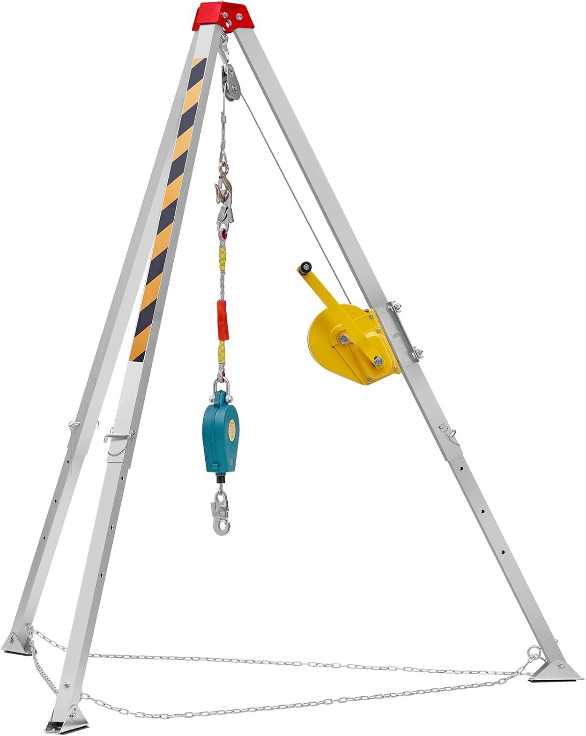 image:imageVEVOR Confined Space Tripod Kit 1800 lbs Winch Confined Space Tripod 7 Legs and 98 Cable Confined Space Rescue Tripod 328 Fall Protection Harness Storage Bag for Traditional Confined Spaces1800 lbs wHarness