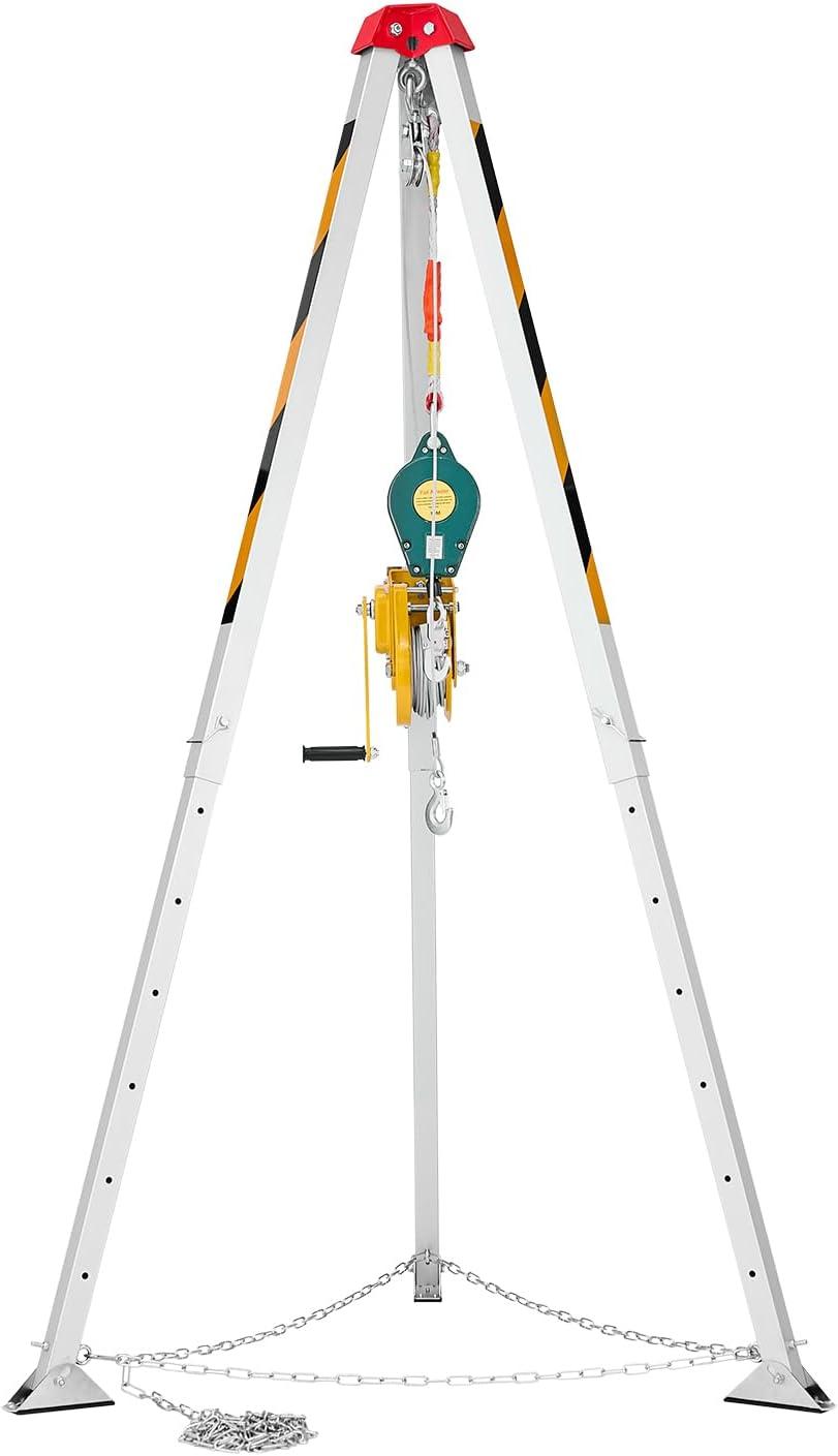 image:imageVEVOR Confined Space Tripod Kit 1800 lbs Winch Confined Space Tripod 7 Legs and 98 Cable Confined Space Rescue Tripod 328 Fall Protection Harness Storage Bag for Traditional Confined Spaces1800lbs 65ft