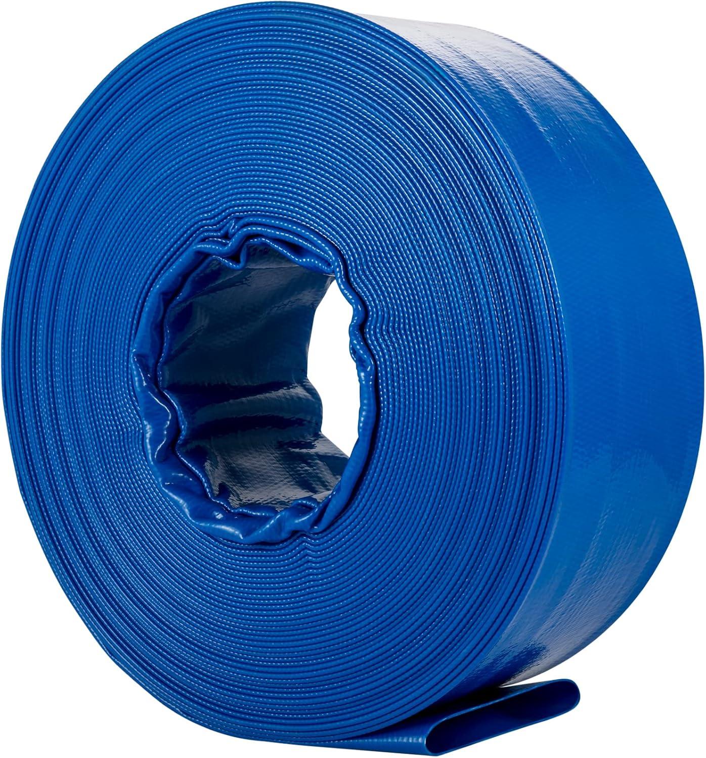 image:imageVEVOR Discharge Hose 112 x 100 PVC Fabric Lay Flat Hose Heavy Duty Backwash Drain Hose with Clamps Weatherproof amp Burstproof Ideal for Swimming Pool amp Water Transfer Blue2 x 100