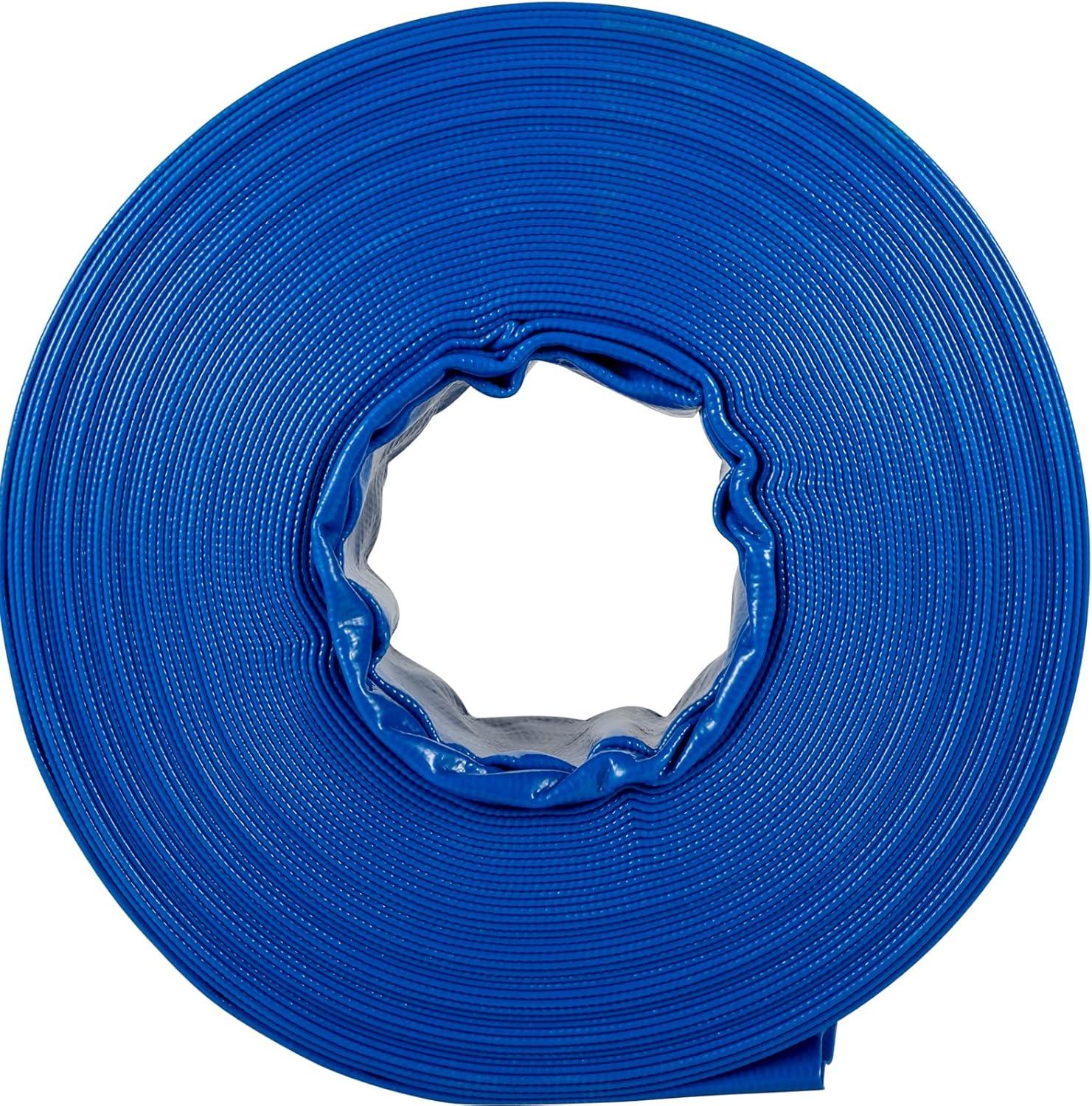 image:imageVEVOR Discharge Hose 112 x 100 PVC Fabric Lay Flat Hose Heavy Duty Backwash Drain Hose with Clamps Weatherproof amp Burstproof Ideal for Swimming Pool amp Water Transfer Blue4 x 100