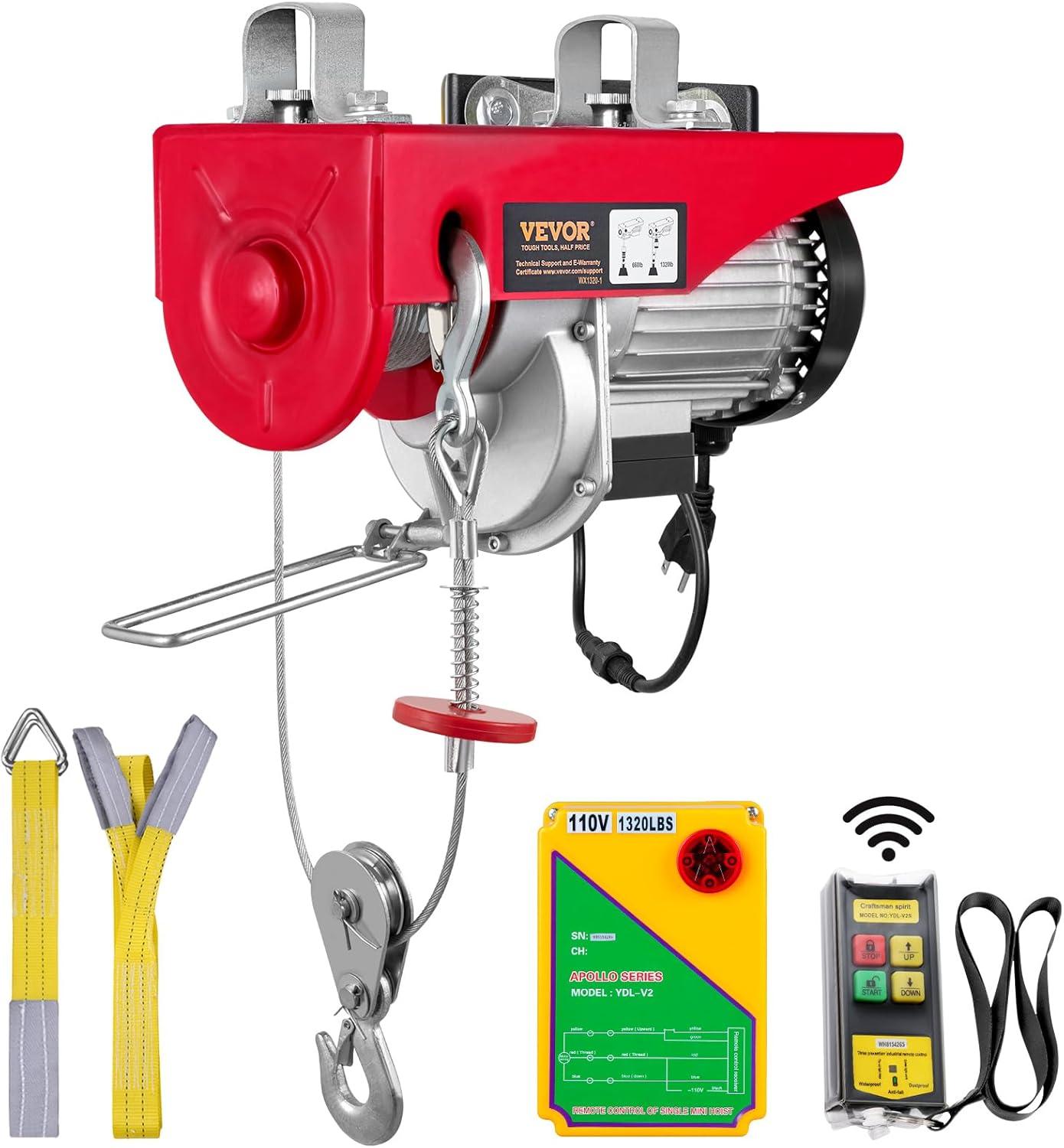 image:imageVEVOR Electric Hoist with Remote Control 440 lbs Material Handling Tool 110V Electric Hoist with 14ft Remote Control for Factories Warehouses Construction Site Attic1320LBS Wireless