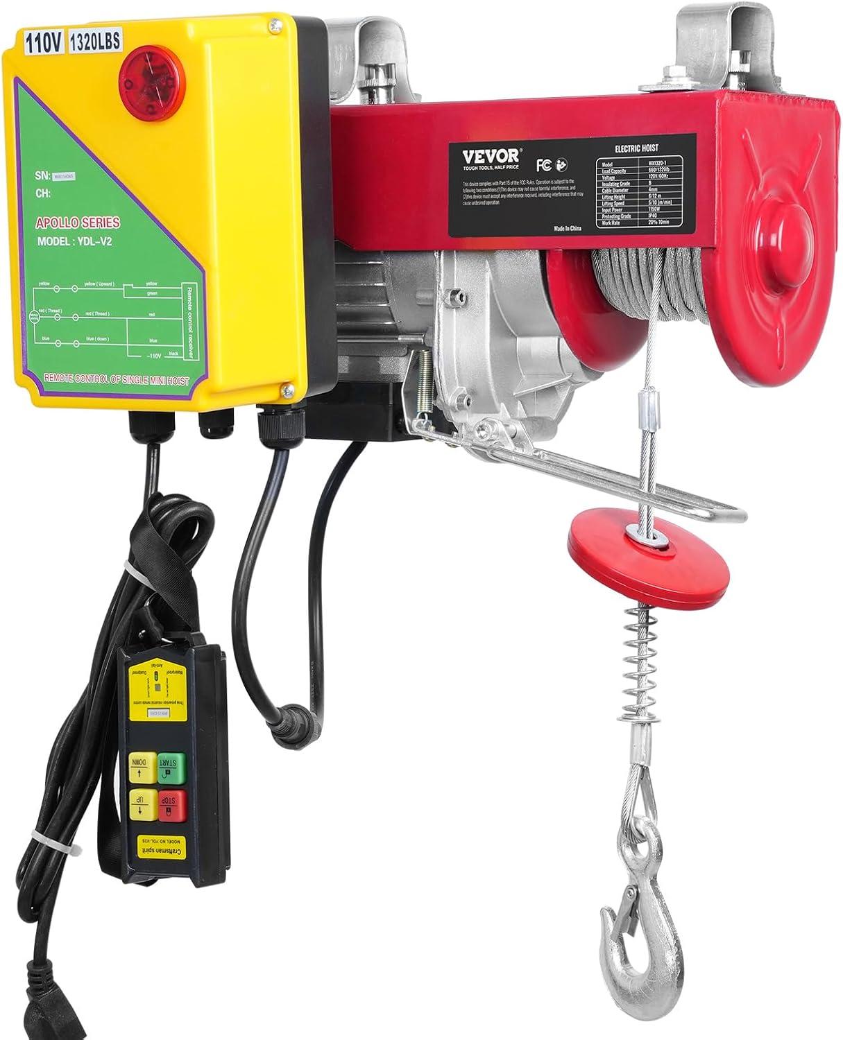 image:imageVEVOR Electric Hoist with Remote Control 440 lbs Material Handling Tool 110V Electric Hoist with 14ft Remote Control for Factories Warehouses Construction Site Attic1320LBS Wireless