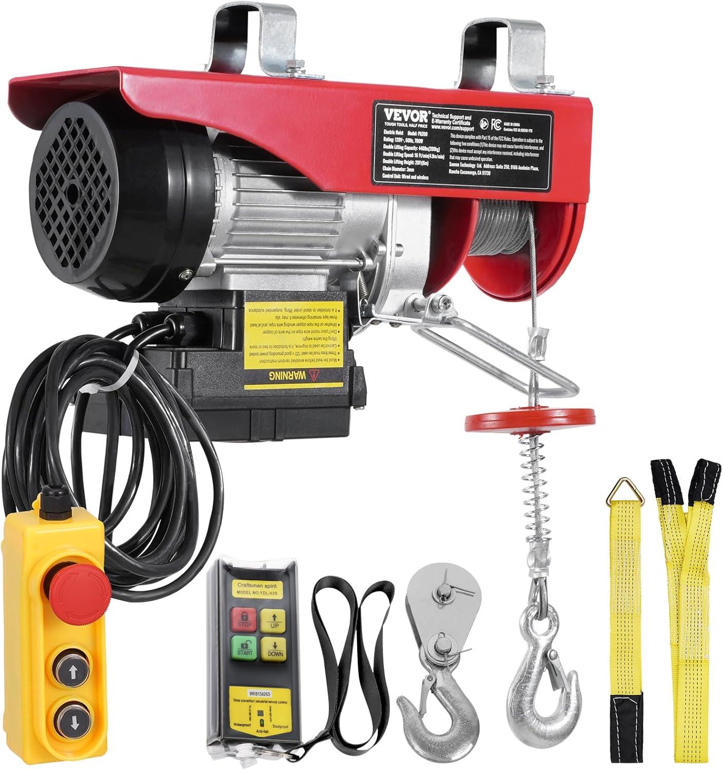 image:imageVEVOR Electric Hoist with Remote Control 440 lbs Material Handling Tool 110V Electric Hoist with 14ft Remote Control for Factories Warehouses Construction Site Attic440LBS WirelessWired