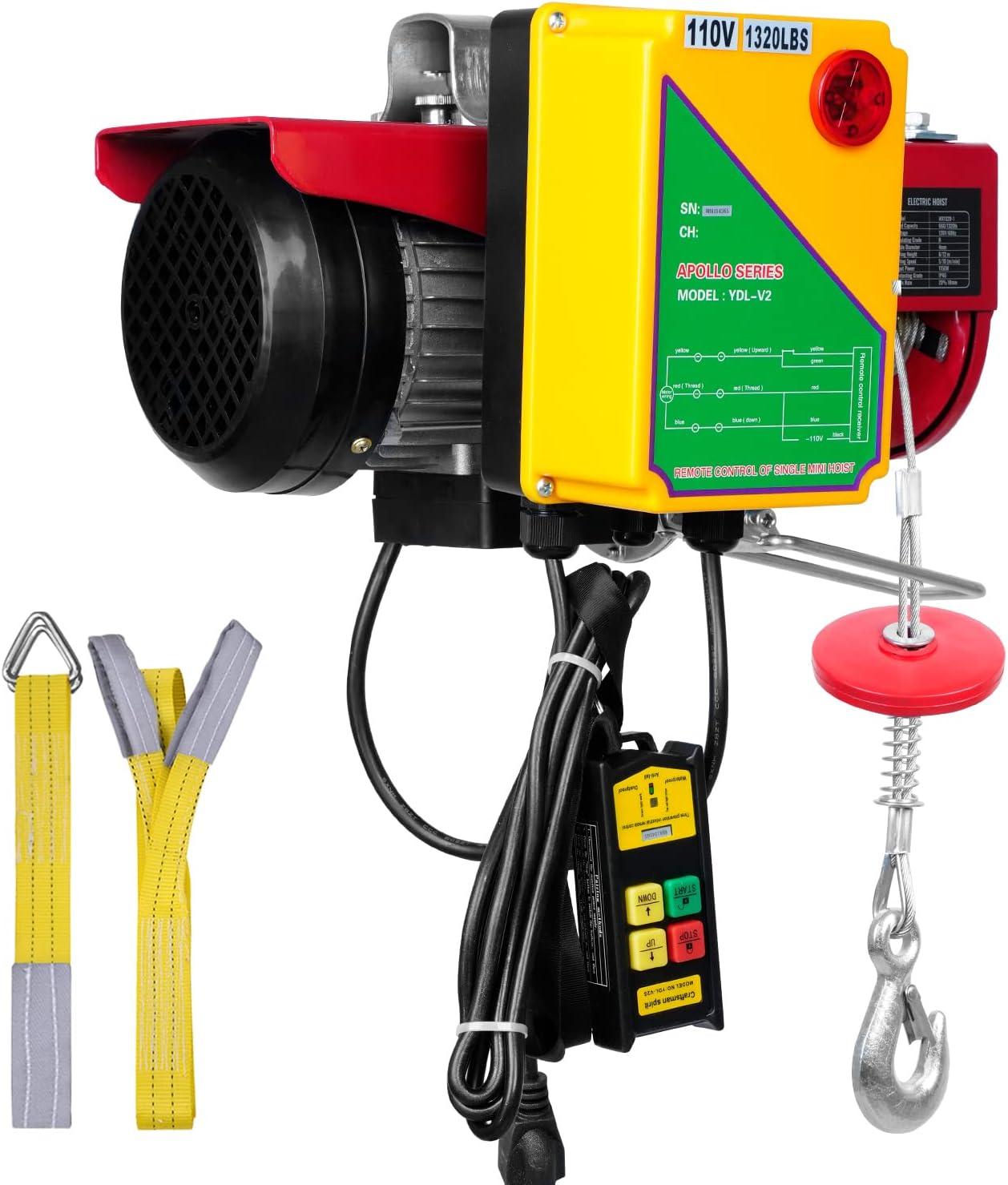 image:imageVEVOR Electric Hoist with Remote Control 440 lbs Material Handling Tool 110V Electric Hoist with 14ft Remote Control for Factories Warehouses Construction Site Attic1320LBS Wireless