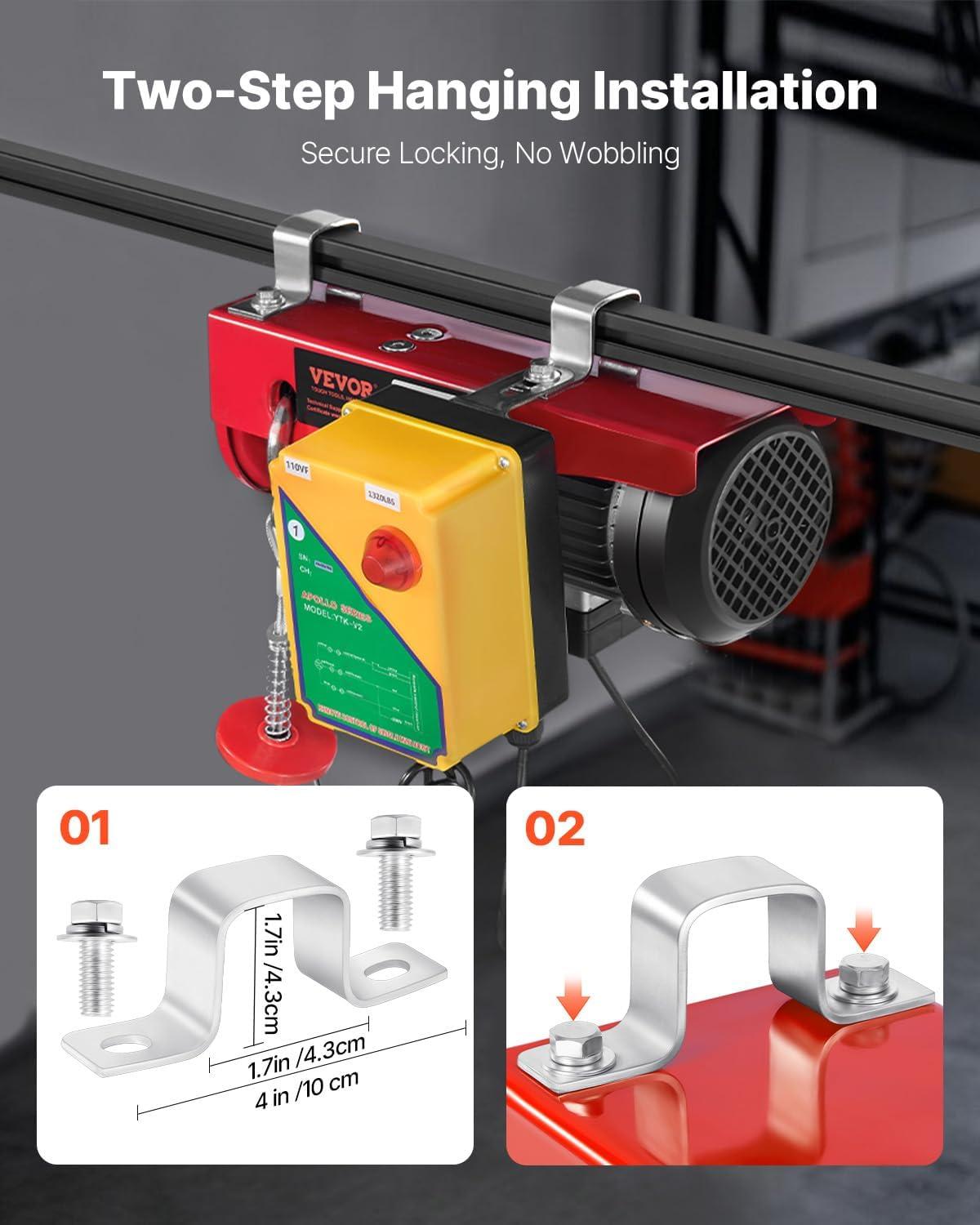 image:imageVEVOR Electric Hoist with Remote Control 440 lbs Material Handling Tool 110V Electric Hoist with 14ft Remote Control for Factories Warehouses Construction Site Attic1320LBS Wireless