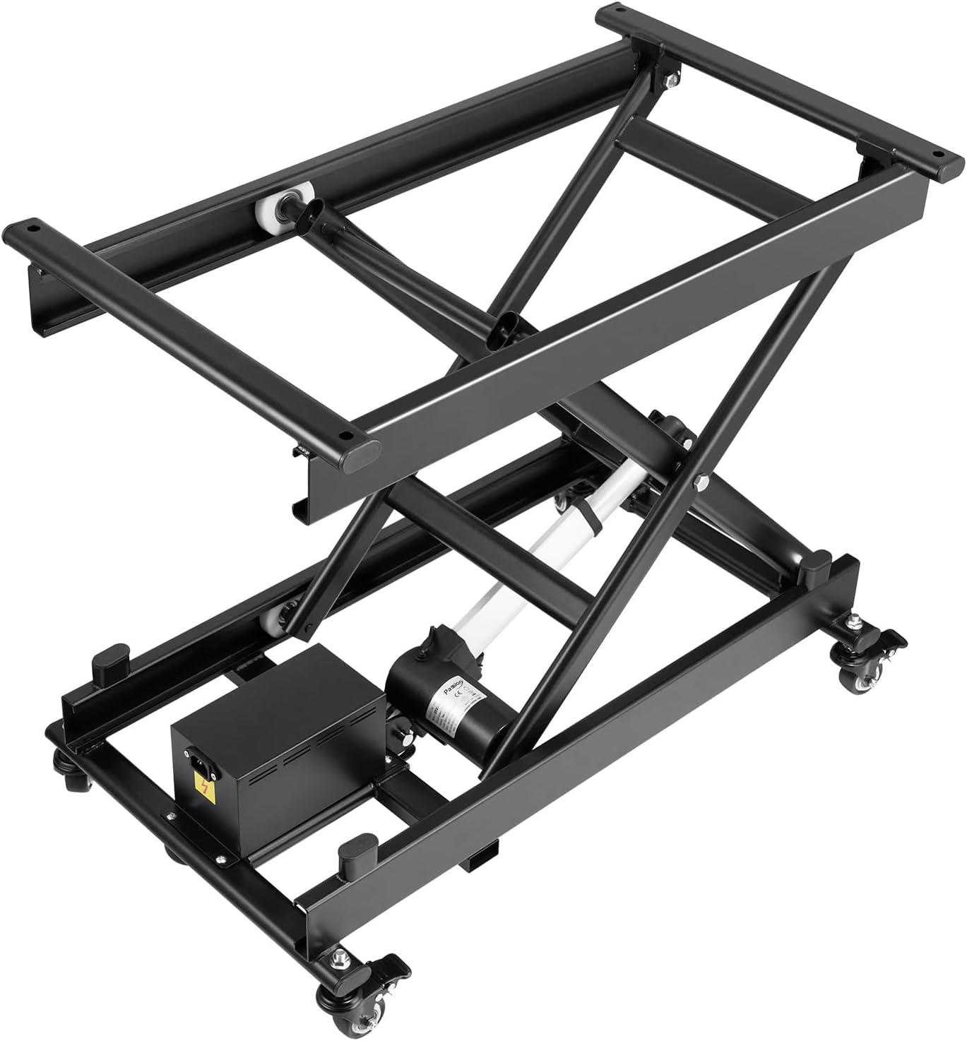 image:imageVEVOR Electric Lift Table 330 lbs Capacity Single Scissor Lift Table 828 in Height Adjustable Lifting Platform Coffee Table Lift with 4 Wheels for Material Handling and Transportation BlackBlack