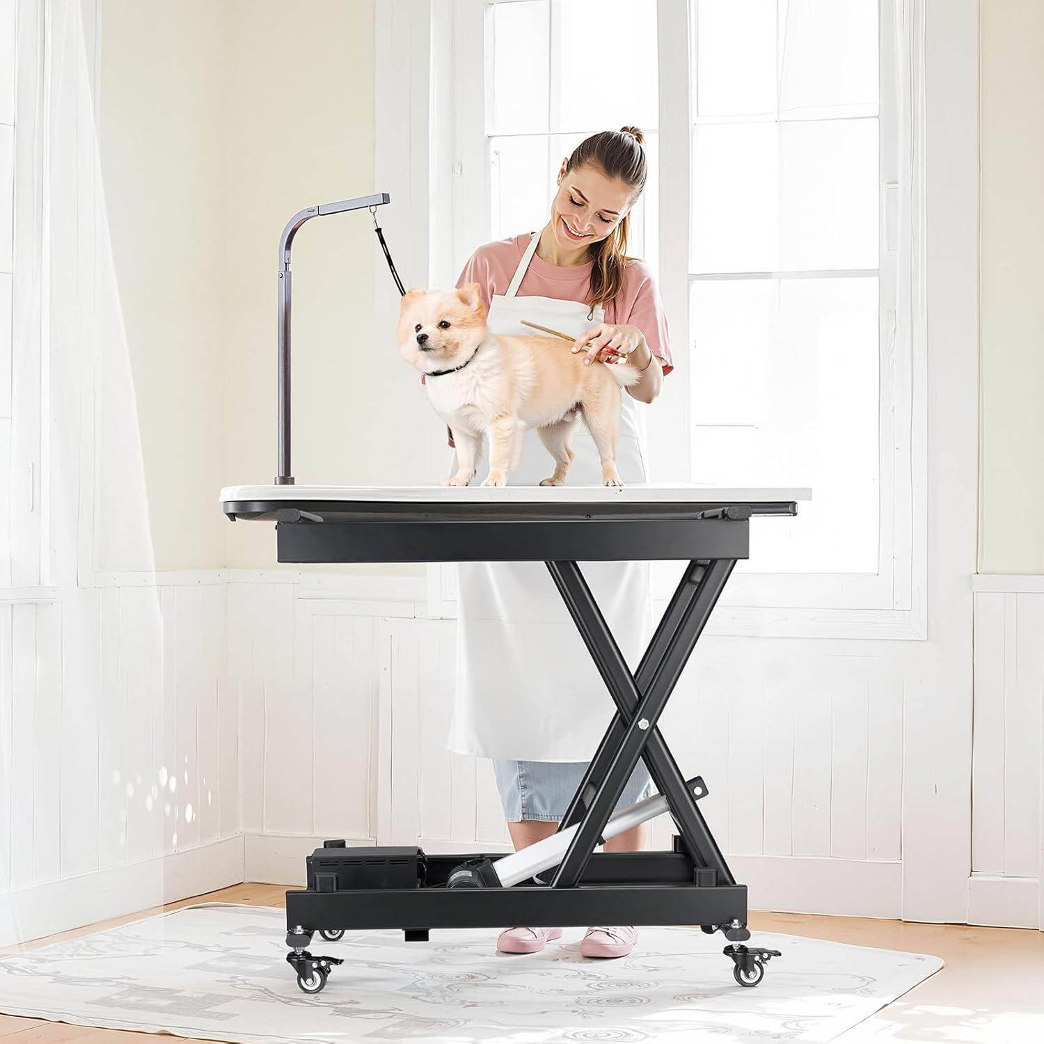 image:imageVEVOR Electric Lift Table 330 lbs Capacity Single Scissor Lift Table 828 in Height Adjustable Lifting Platform Coffee Table Lift with 4 Wheels for Material Handling and Transportation BlackBlack