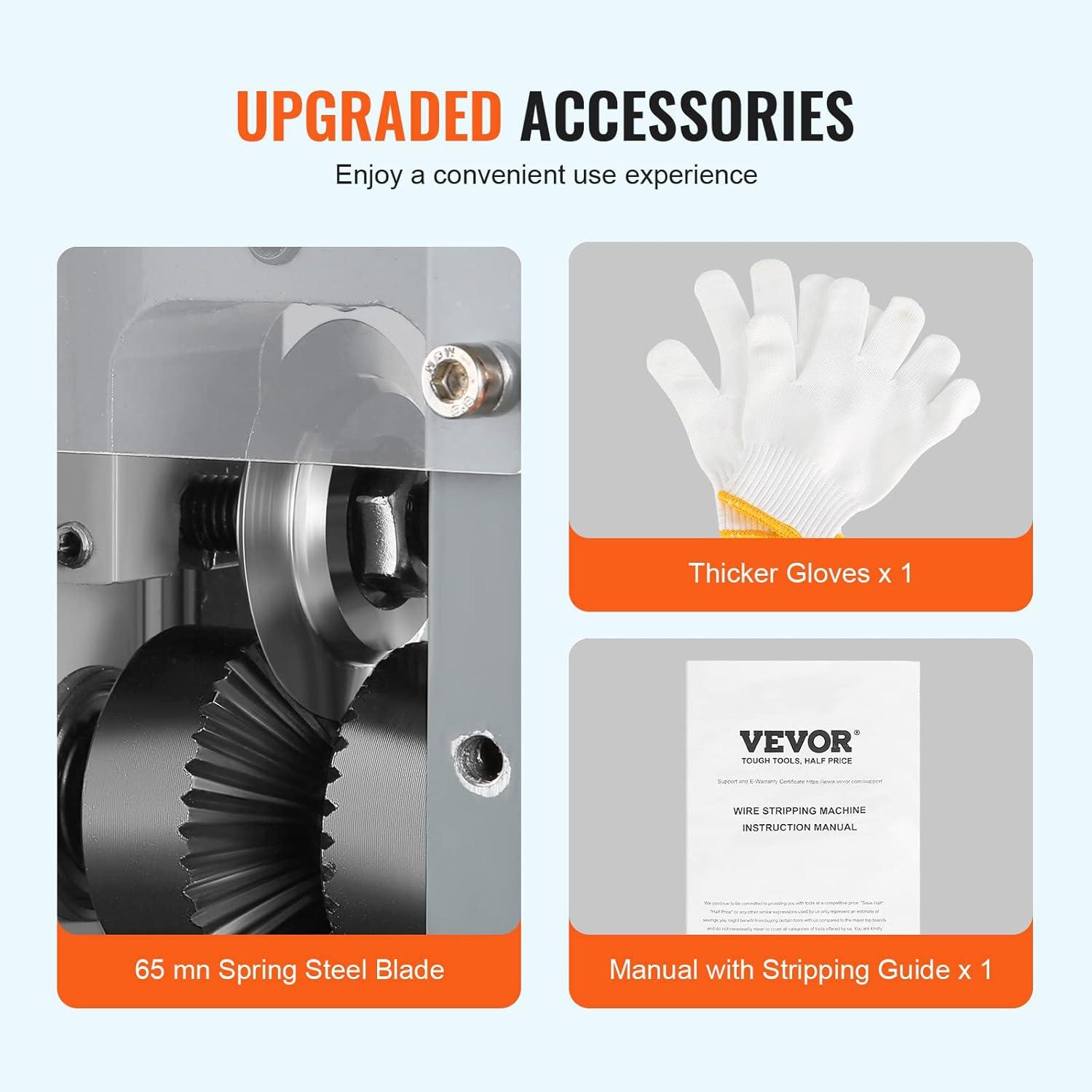 image:imageVEVOR Electric Wire Stripping Machine 006118 Automatic Wire Stripper 180 W 60 ftmin with Visible Stripping Depth Reference Electric Wire Stripper Copper Stripper