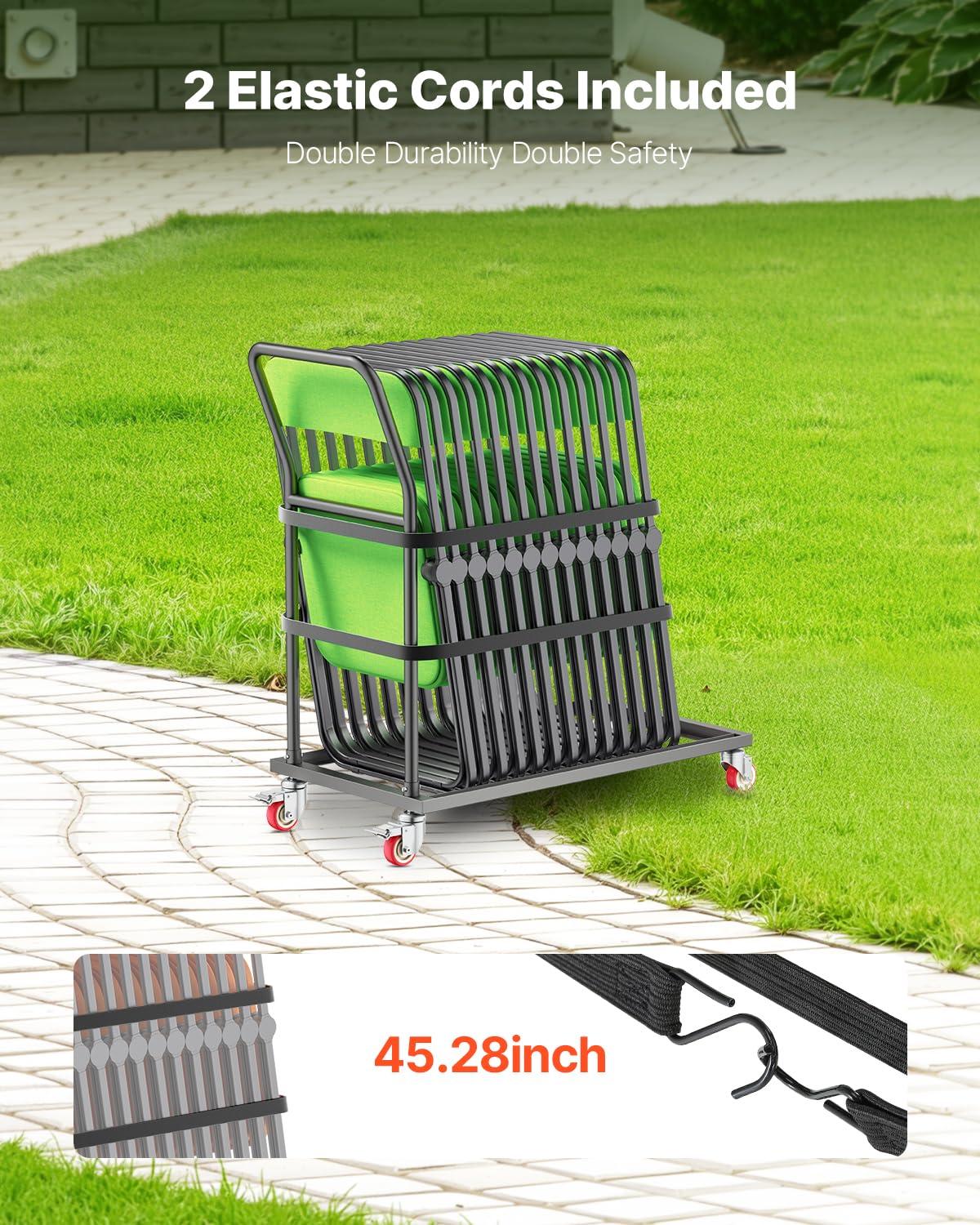 image:imageVEVOR Folding Chair Rack 300 LBS Capacity LShape Horizontal Placement Chair Cart for 25 Chairs HeavyDuty Metal Chair Storage Dolly with Rubber Wheels and Holders Large Chair Holder Matte BlackVertical