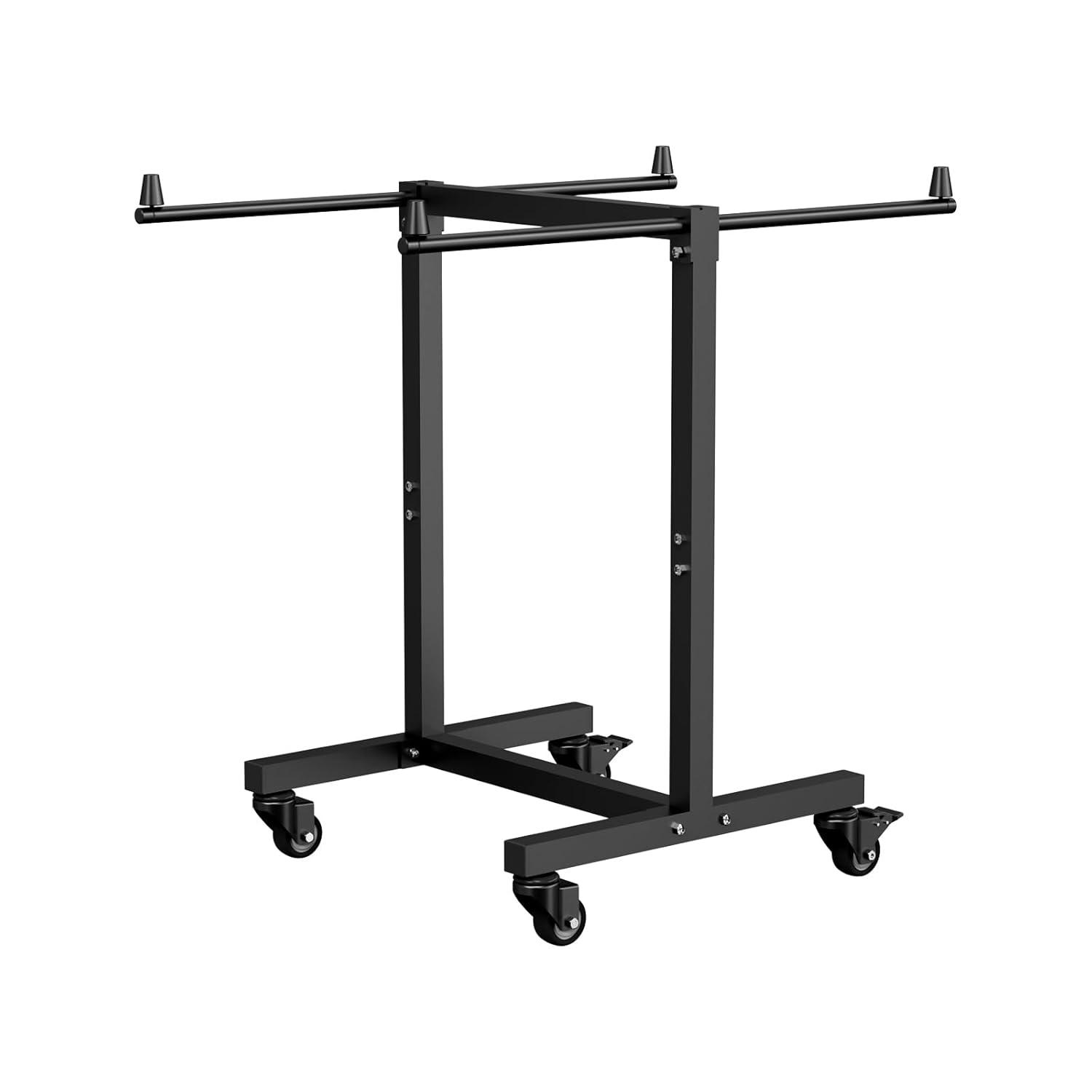 image:imageVEVOR Folding Chair Rack 300 LBS Capacity LShape Horizontal Placement Chair Cart for 25 Chairs HeavyDuty Metal Chair Storage Dolly with Rubber Wheels and Holders Large Chair Holder Matte BlackTShape type