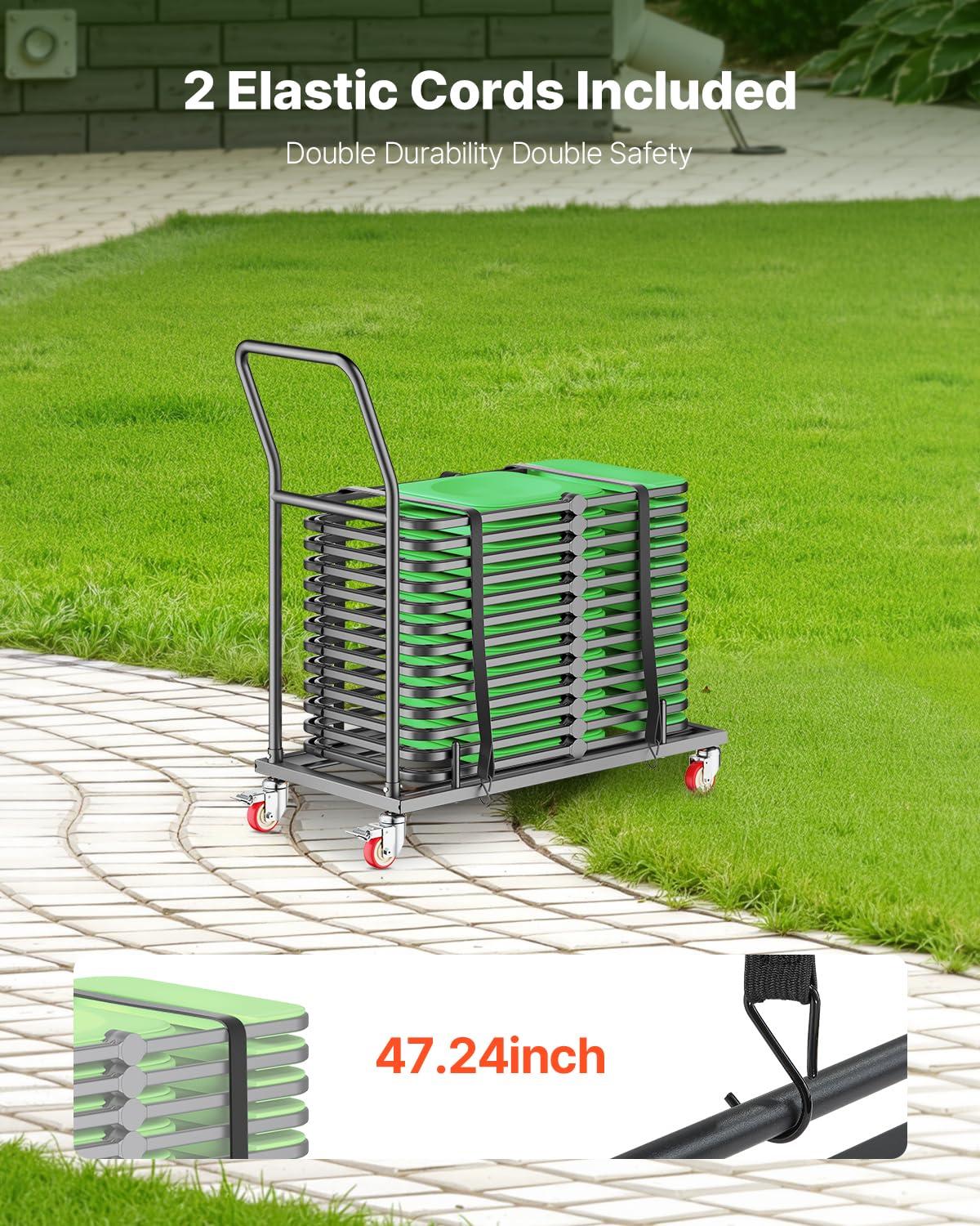 image:imageVEVOR Folding Chair Rack 300 LBS Capacity LShape Horizontal Placement Chair Cart for 25 Chairs HeavyDuty Metal Chair Storage Dolly with Rubber Wheels and Holders Large Chair Holder Matte BlackHorizontal
