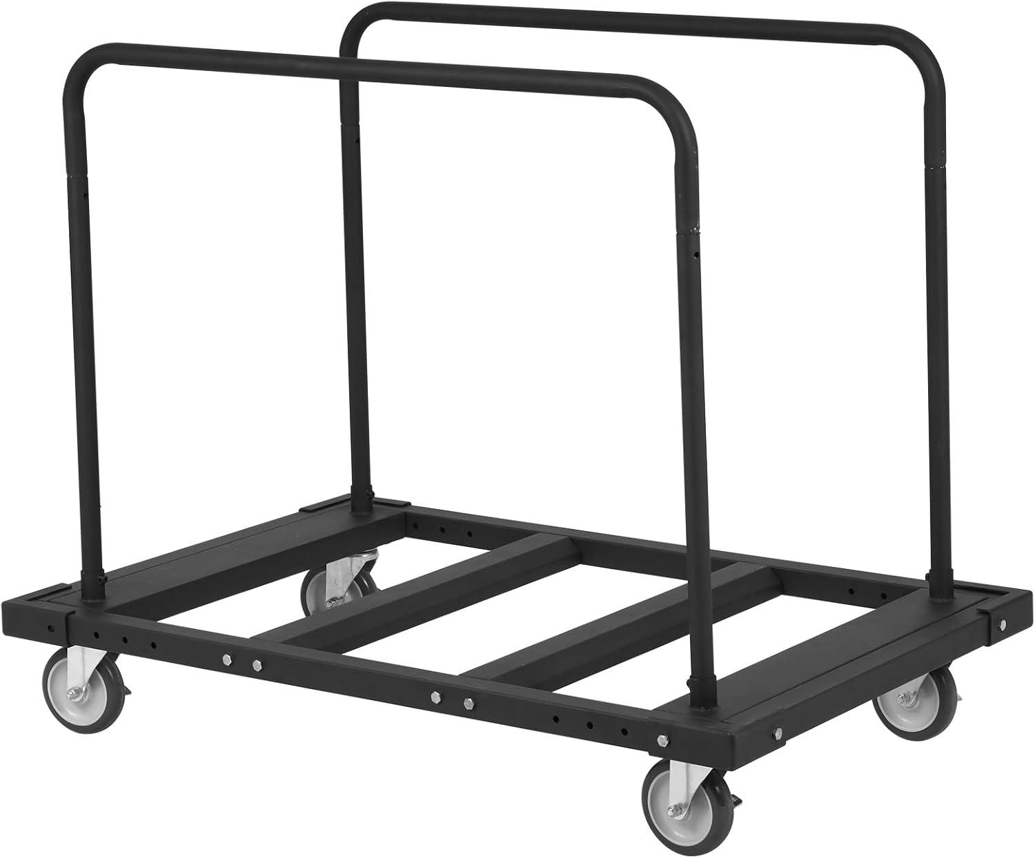 image:imageVEVOR Folding Table Cart Heavy Duty Table Trolley with 5 Swivel Wheels 1800 LBS Drywall Dolly Cart for Garage Home Warehouse Party Event Hotel Furniture 10 Table Capacity1800LBS Double Bar