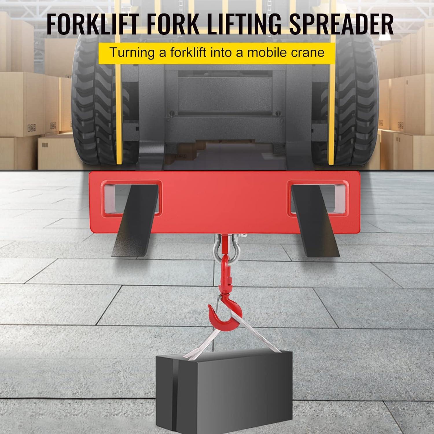image:imageVEVOR Forklift Lifting Hook 6600lbs Capacity Forklift Lifting Hoist Red Forklift Mobile Crane with Swivel Hook and Two Large TScrews Hook Forklift Lifting Hoist Fork Lifting Attachment4400 LBS