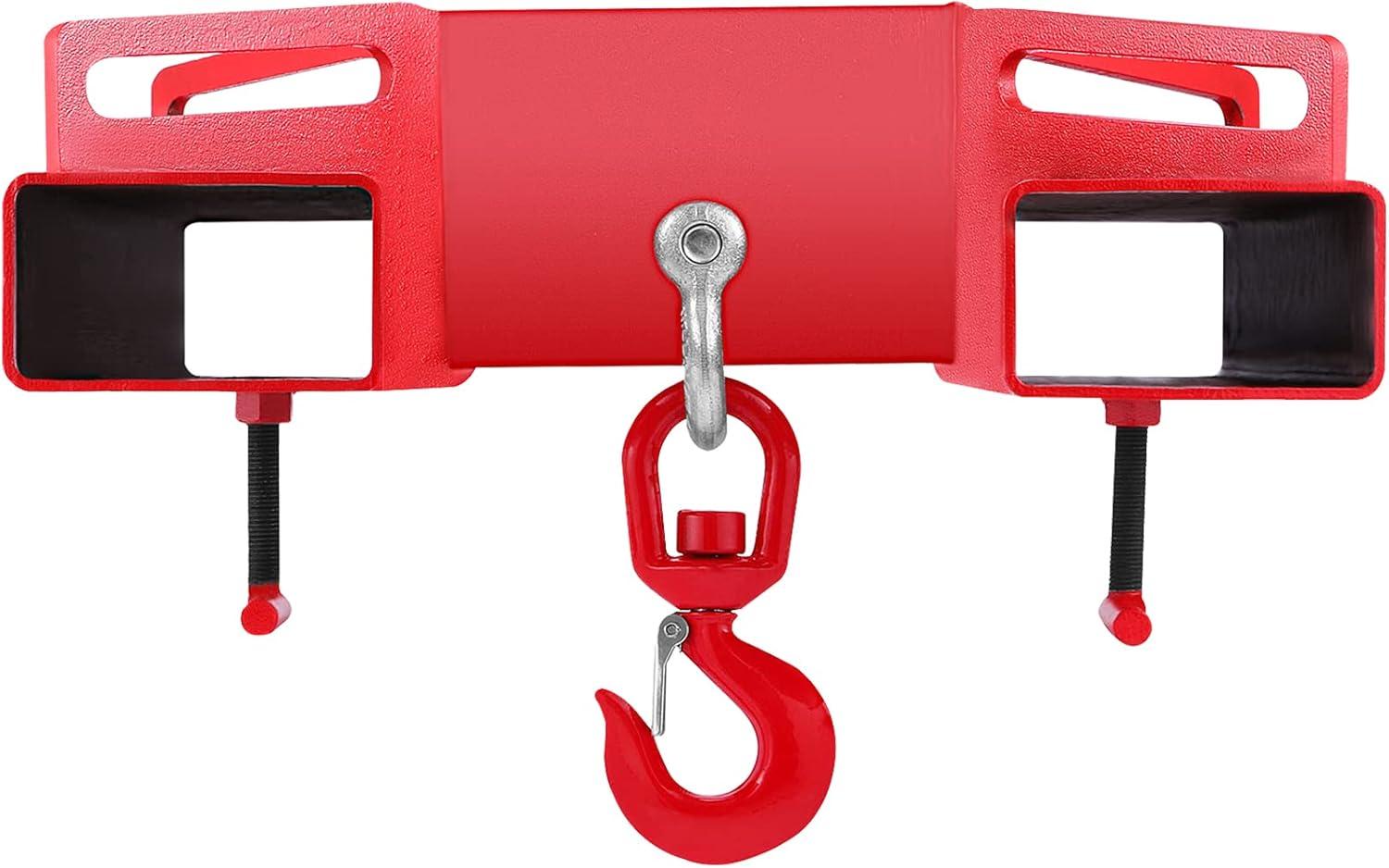 image:imageVEVOR Forklift Lifting Hook 6600lbs Capacity Forklift Lifting Hoist Red Forklift Mobile Crane with Swivel Hook and Two Large TScrews Hook Forklift Lifting Hoist Fork Lifting Attachment6600LBS