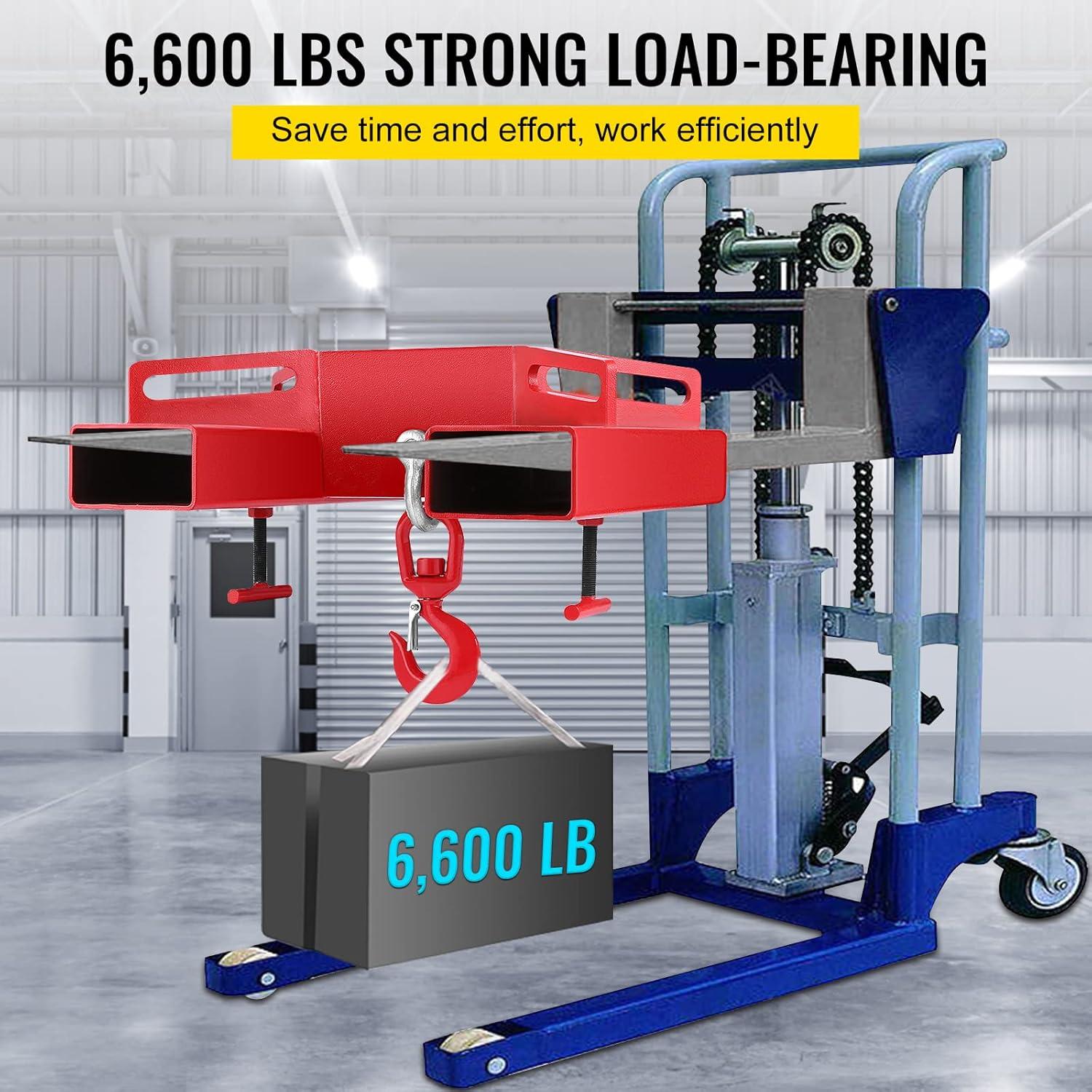 image:imageVEVOR Forklift Lifting Hook 6600lbs Capacity Forklift Lifting Hoist Red Forklift Mobile Crane with Swivel Hook and Two Large TScrews Hook Forklift Lifting Hoist Fork Lifting Attachment6600LBS