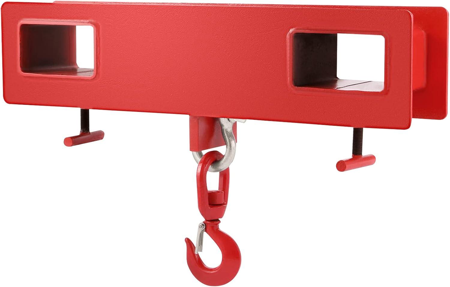 image:imageVEVOR Forklift Lifting Hook 6600lbs Capacity Forklift Lifting Hoist Red Forklift Mobile Crane with Swivel Hook and Two Large TScrews Hook Forklift Lifting Hoist Fork Lifting Attachment4400 LBS