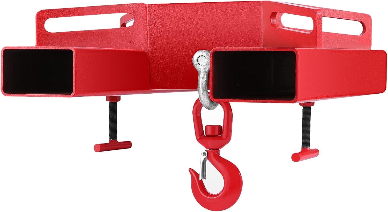 image:imageVEVOR Forklift Lifting Hook 6600lbs Capacity Forklift Lifting Hoist Red Forklift Mobile Crane with Swivel Hook and Two Large TScrews Hook Forklift Lifting Hoist Fork Lifting Attachment6600LBS