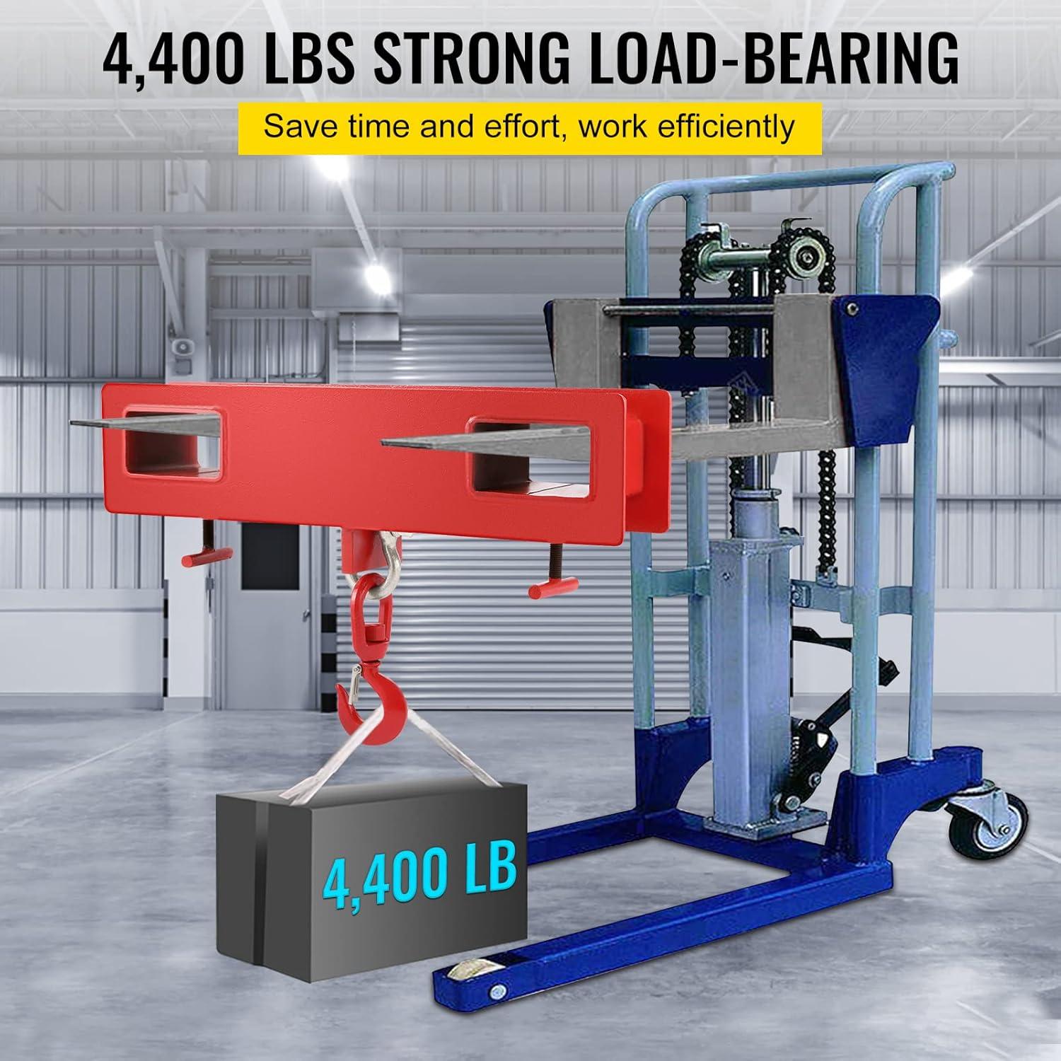 image:imageVEVOR Forklift Lifting Hook 6600lbs Capacity Forklift Lifting Hoist Red Forklift Mobile Crane with Swivel Hook and Two Large TScrews Hook Forklift Lifting Hoist Fork Lifting Attachment4400 LBS
