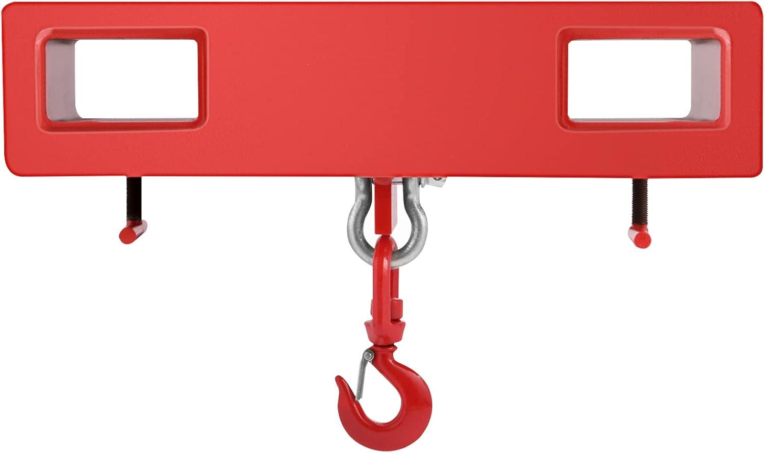 image:imageVEVOR Forklift Lifting Hook 6600lbs Capacity Forklift Lifting Hoist Red Forklift Mobile Crane with Swivel Hook and Two Large TScrews Hook Forklift Lifting Hoist Fork Lifting Attachment4400 LBS