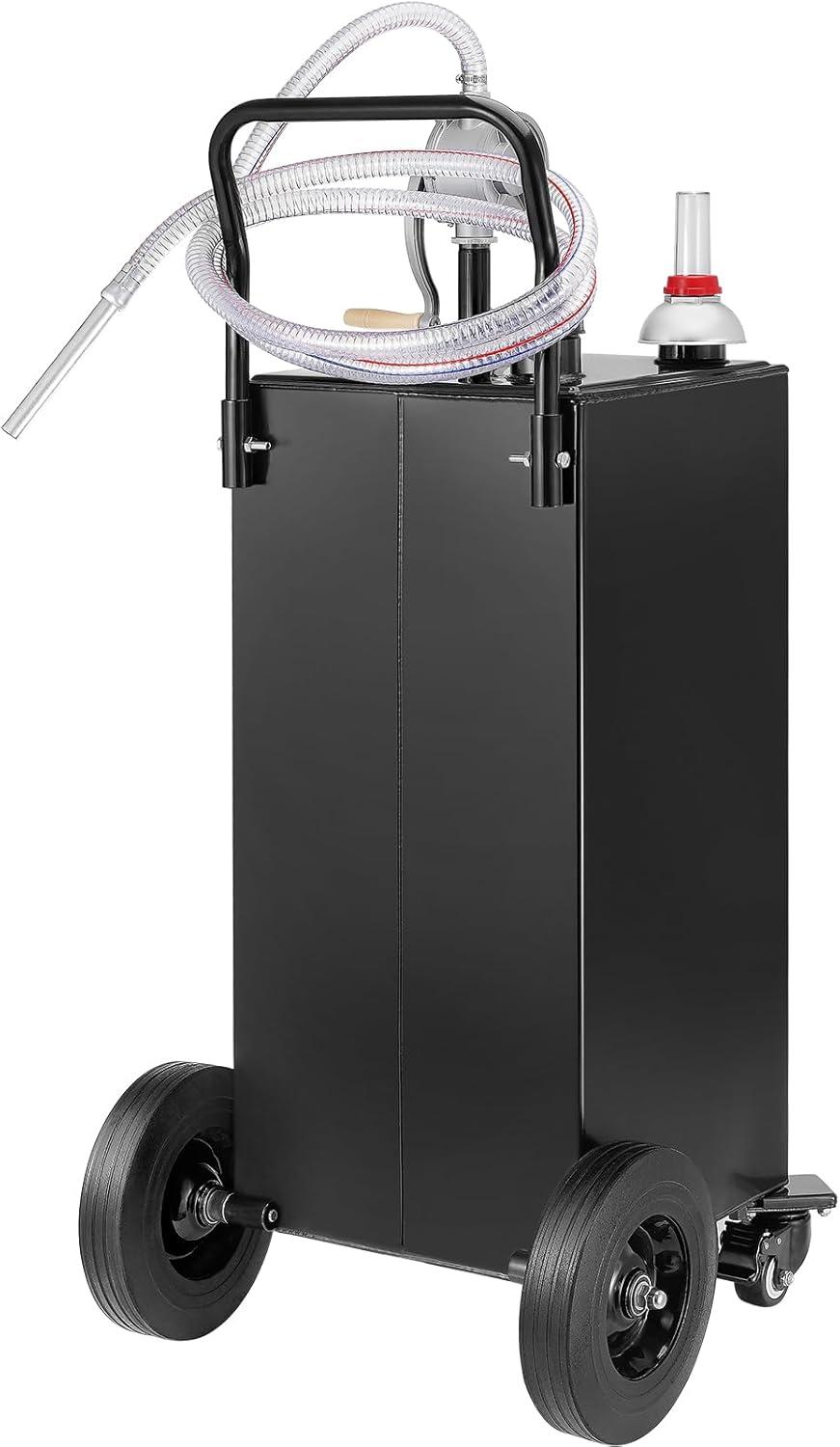 image:imageVEVOR Fuel Caddy 35 Gallon Gas Storage Tank on 4 Wheels with Manual Transfer Pump Gasoline Diesel Fuel Container for Cars Lawn Mowers ATVs Boats More YellowBlack