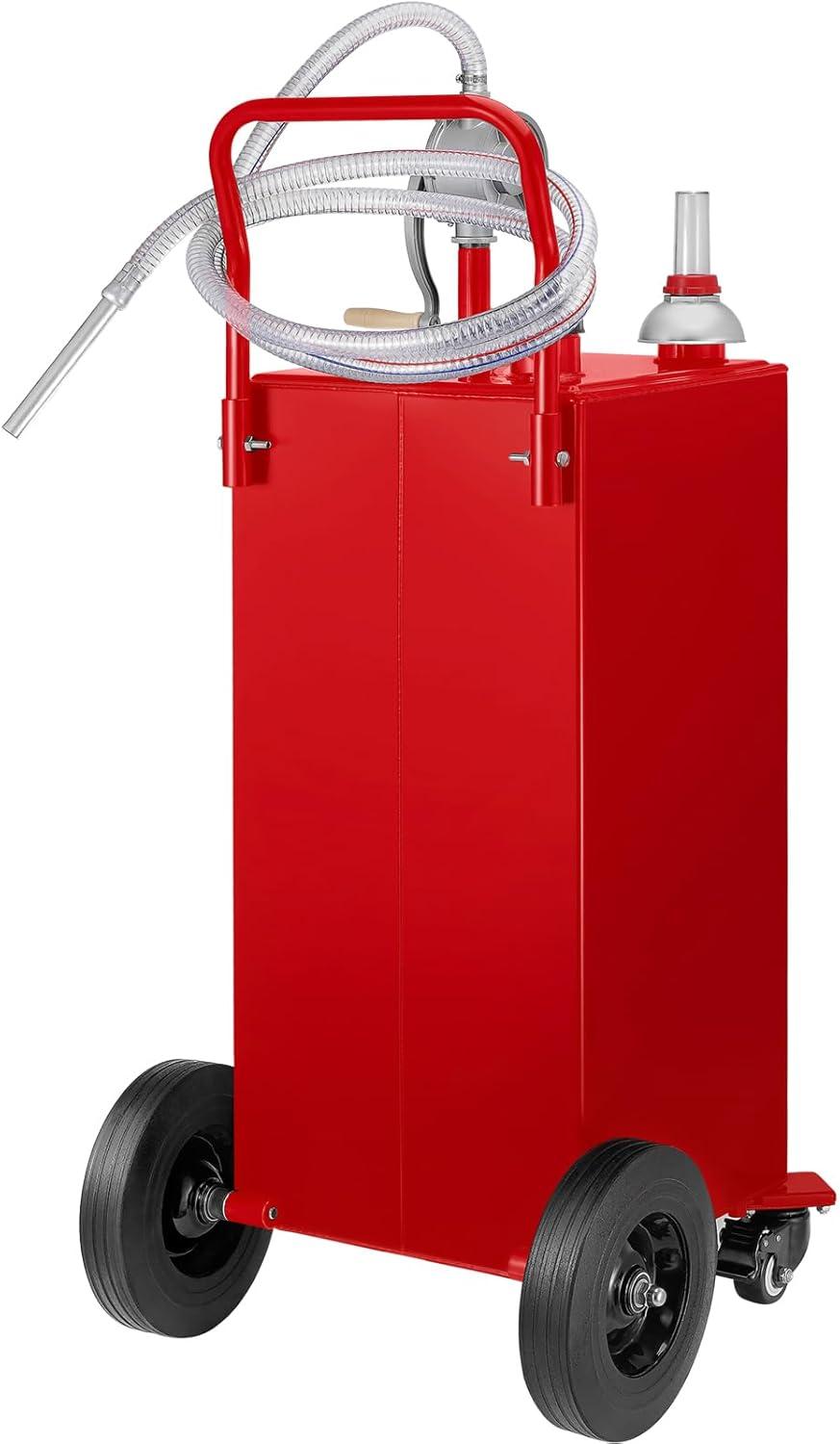 image:imageVEVOR Fuel Caddy 35 Gallon Gas Storage Tank on 4 Wheels with Manual Transfer Pump Gasoline Diesel Fuel Container for Cars Lawn Mowers ATVs Boats More YellowRed