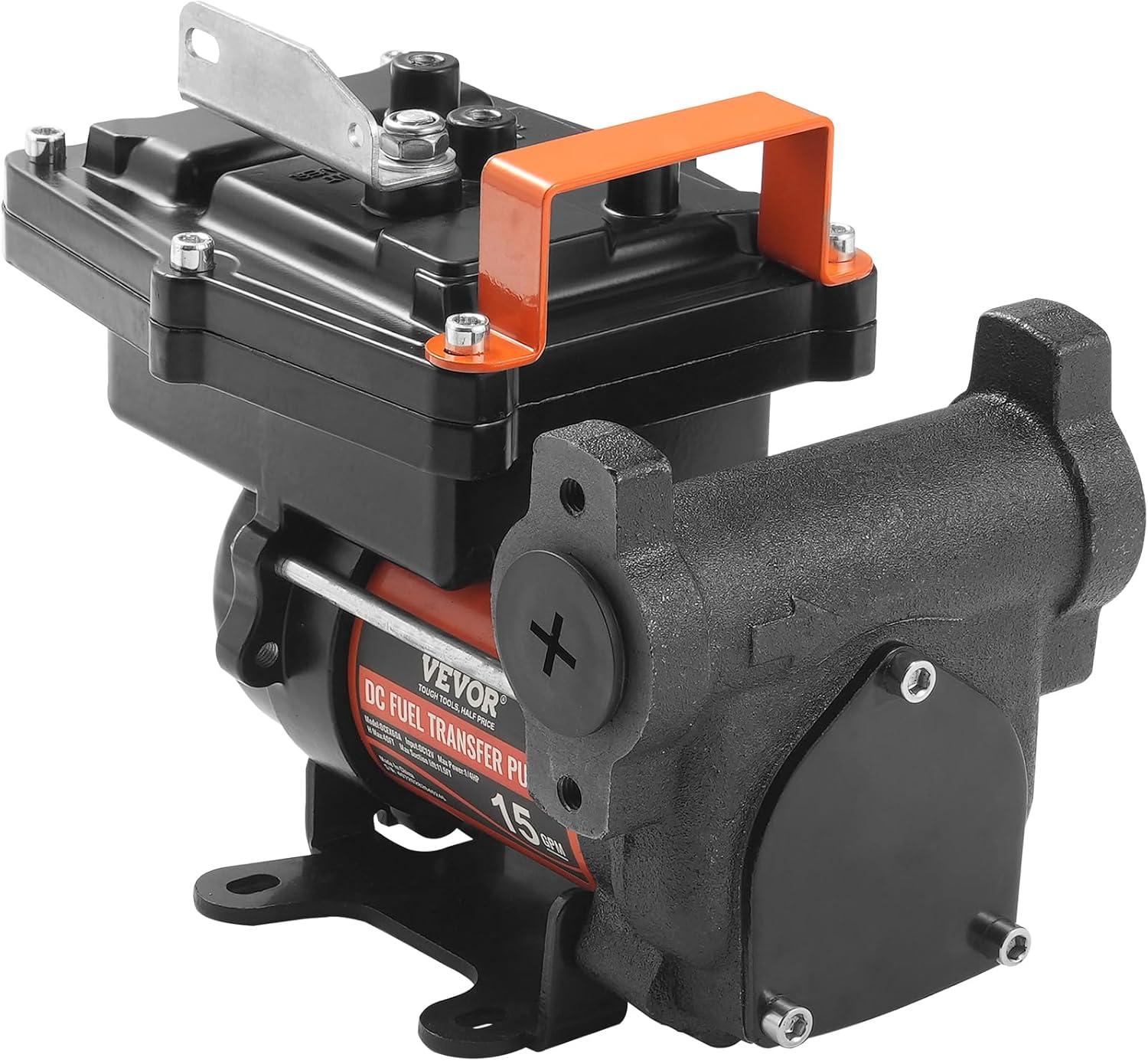 image:imageVEVOR Fuel Transfer Pump 12V DC 15 GPM 14 HP Portable Electric Diesel Transfer Pump with Auto ShutOff Fuel Nozzle Long Inlet amp Outlet Hose for Gasoline Diesel Kerosene Methanol Blends