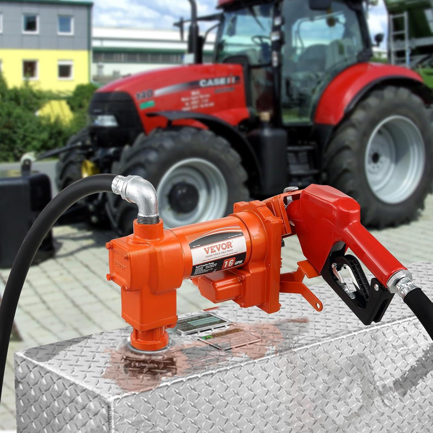 image:imageVEVOR Fuel Transfer Pump 12V DC 16 GPM 14 HP Gasoline Extractor Pump with Automatic Nozzle Discharge Hose amp Suction Pipe for Gasoline Diesel Kerosene Ethanol amp Methanol Blends and Biodiesel12V 16GPM with Accessories