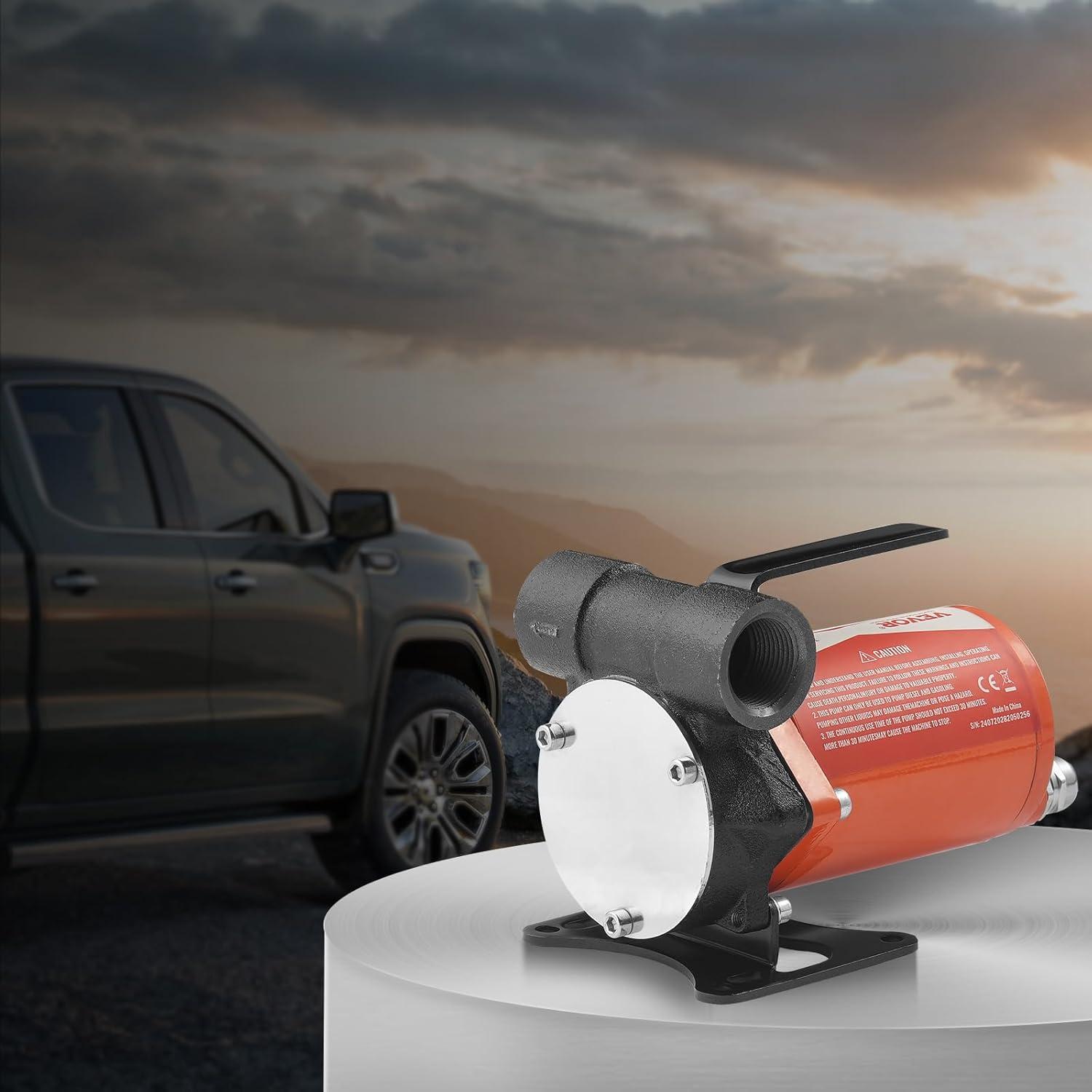 image:imageVEVOR Fuel Transfer Pump 12V DC 8 GPM 16 HP Portable Electric Diesel Transfer Pump with Auto ShutOff Fuel Nozzle Long Inlet amp Outlet Hose for Gasoline Diesel Kerosene Methanol Blends