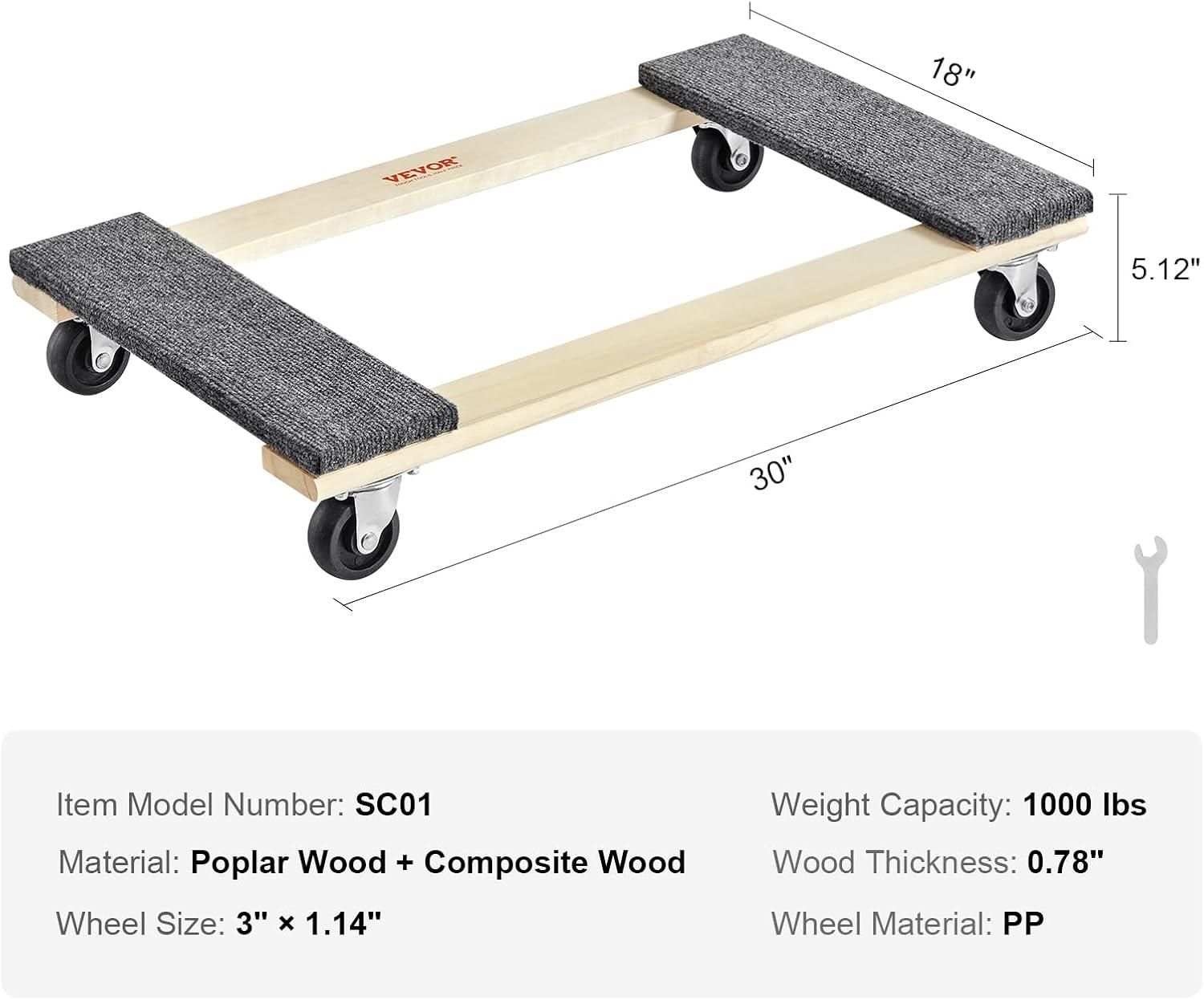 image:imageVEVOR Furniture Dolly 4 Pack 6Inch Steel TriDolly with 360 PP Swivel Wheels and NonSlip Cap 3 Wheels Furniture Lift Mover Tool Set for Moving Heavy Furniture Refrigerator Sofa30in x 18in1 Pack