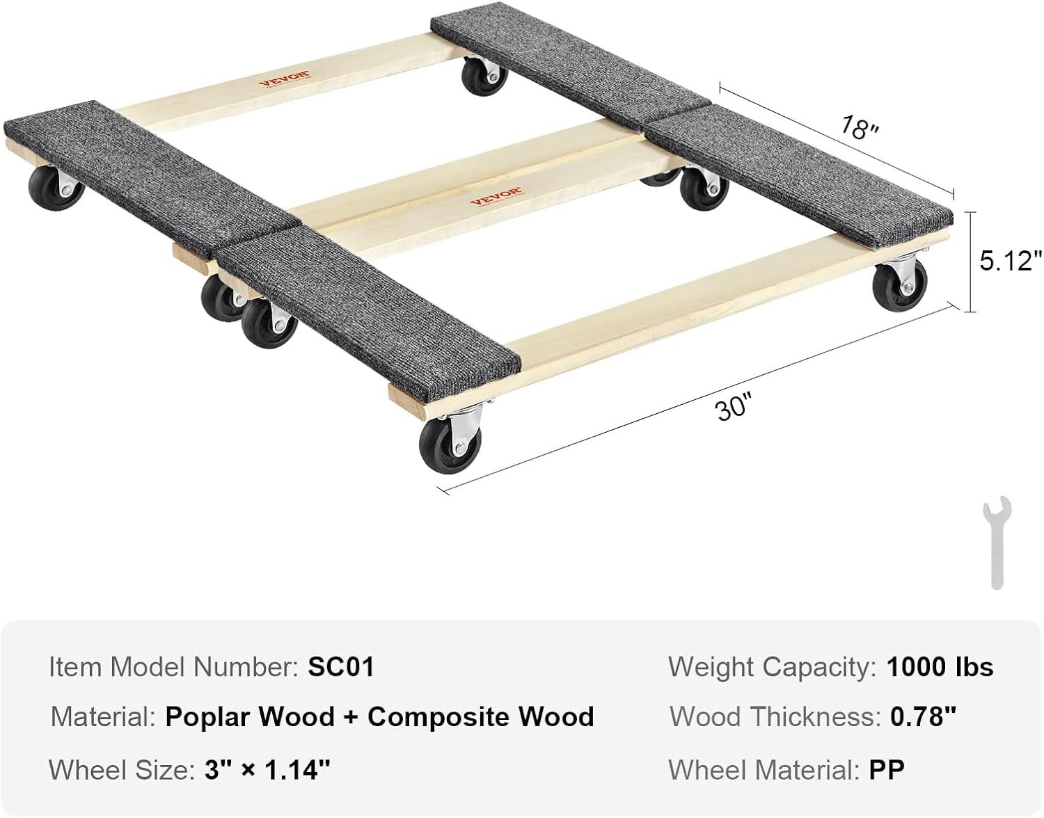 image:imageVEVOR Furniture Dolly 4 Pack 6Inch Steel TriDolly with 360 PP Swivel Wheels and NonSlip Cap 3 Wheels Furniture Lift Mover Tool Set for Moving Heavy Furniture Refrigerator Sofa30in x 18in 2 Pack